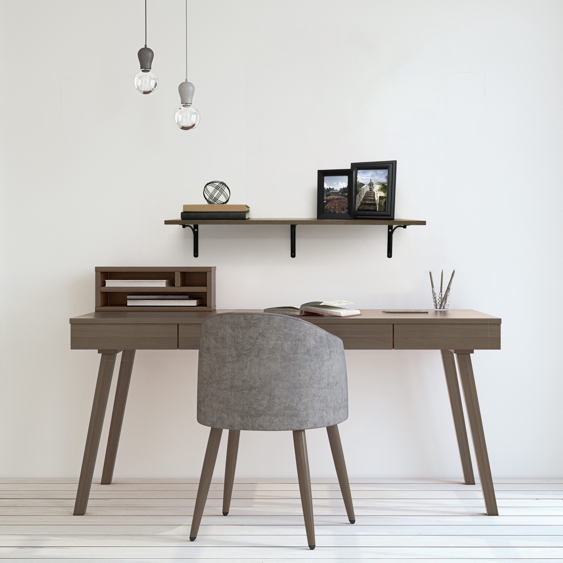 slide 5 of 6, Style Selections 35.8-in L x 9.8-in D x 0.6-in H Dark Wood Rectangular Shelf Board, 1 ct