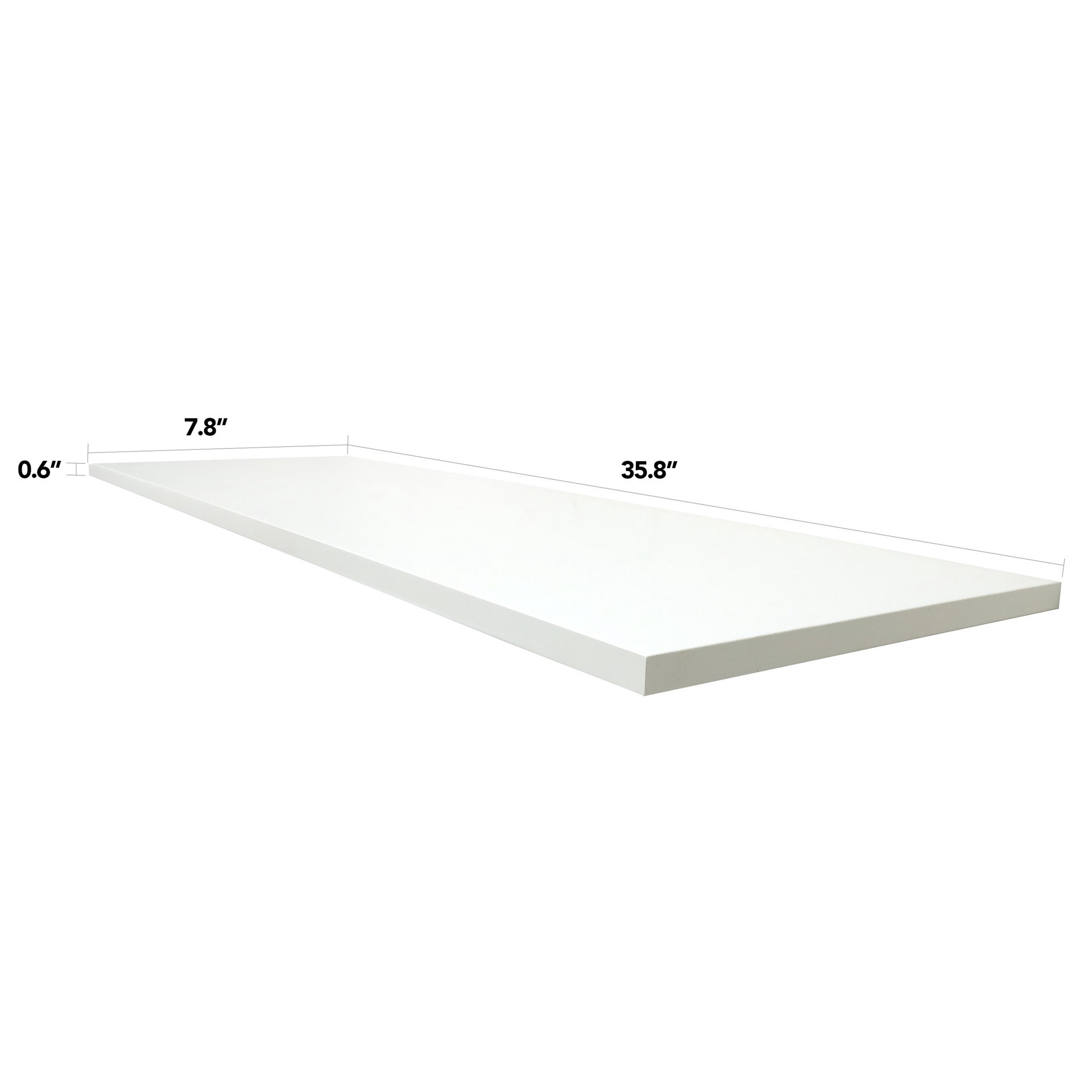 slide 6 of 6, Style Selections 35.8-in L x 7.8-in D x 0.6-in H White Rectangular Shelf Board, 1 ct