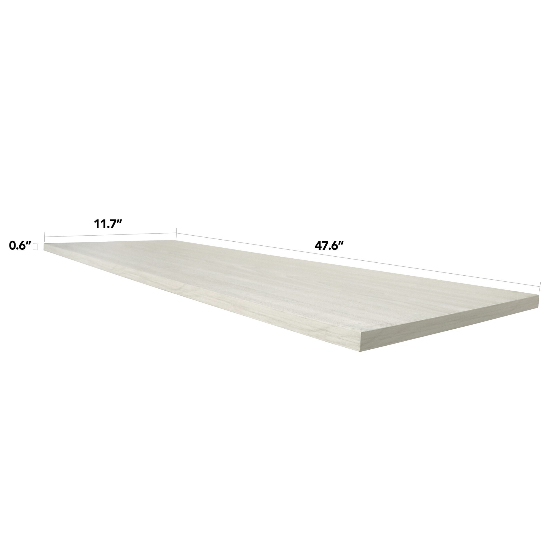 slide 6 of 6, Style Selections 47.6-in L x 11.7-in D x 0.6-in H Grey Wood Rectangular Shelf Board, 1 ct
