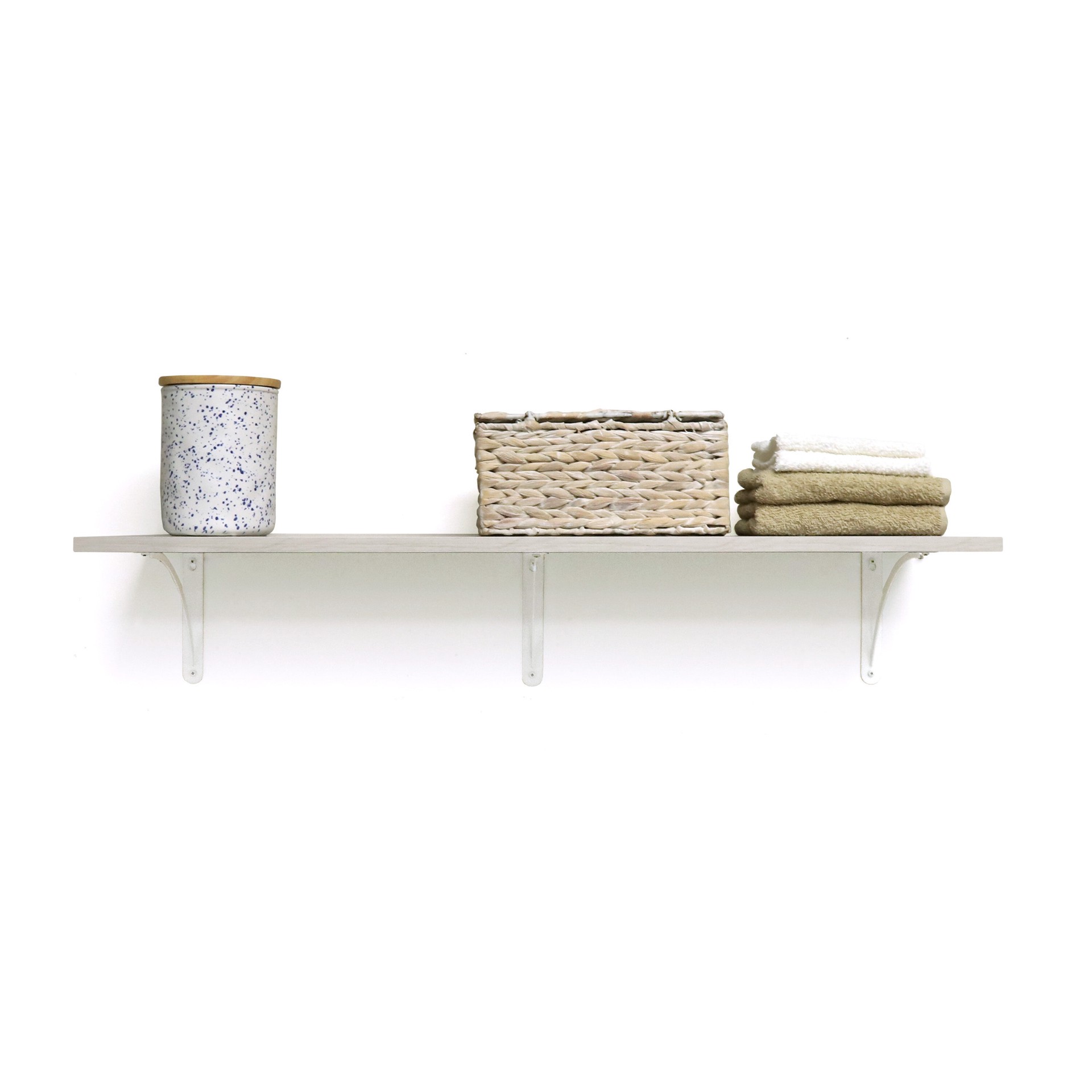 slide 1 of 6, Style Selections 47.6-in L x 11.7-in D x 0.6-in H Grey Wood Rectangular Shelf Board, 1 ct