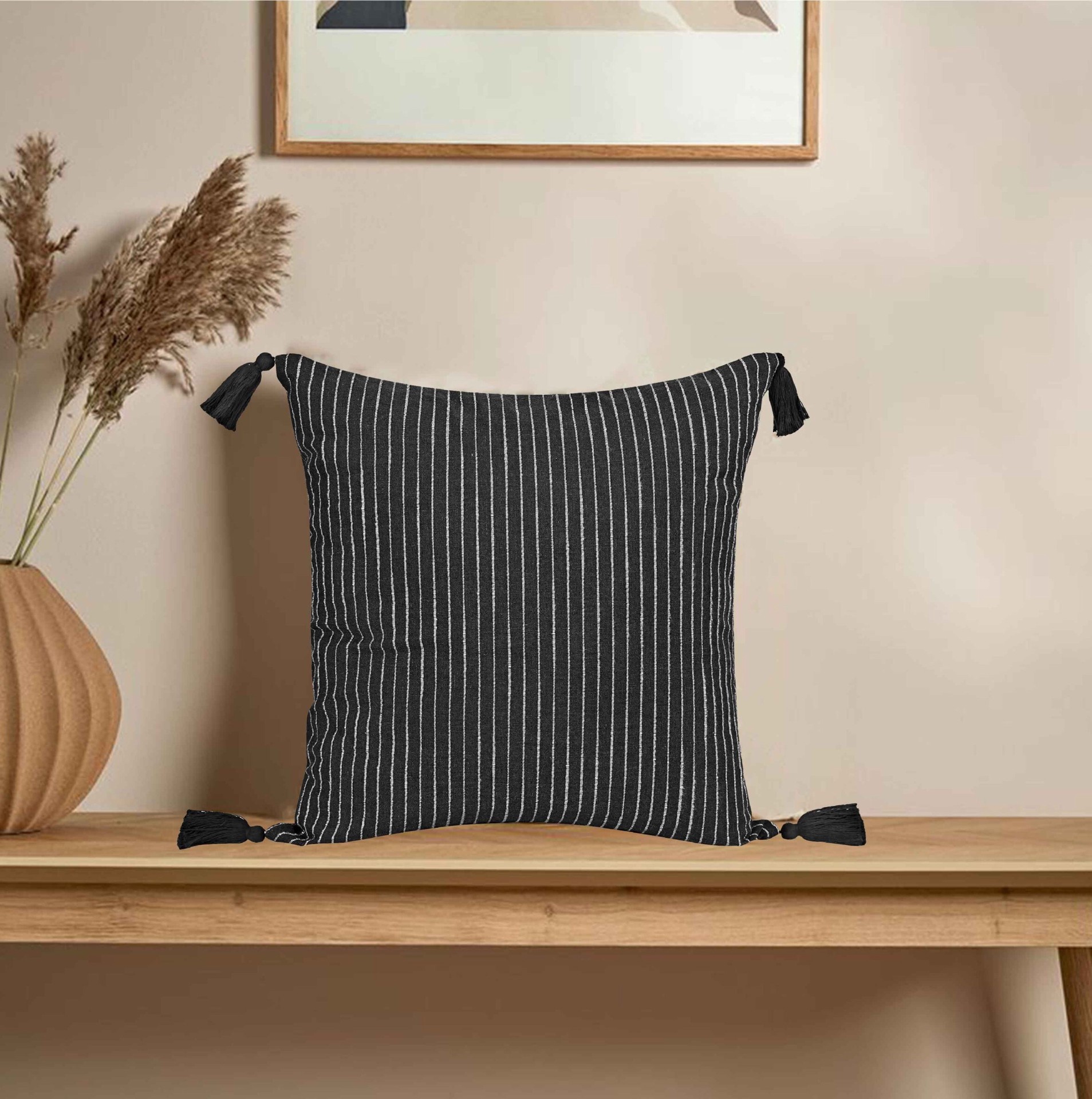 slide 4 of 6, allen + roth 20-in x 20-in Black Square Indoor Decorative Pillow, 1 ct