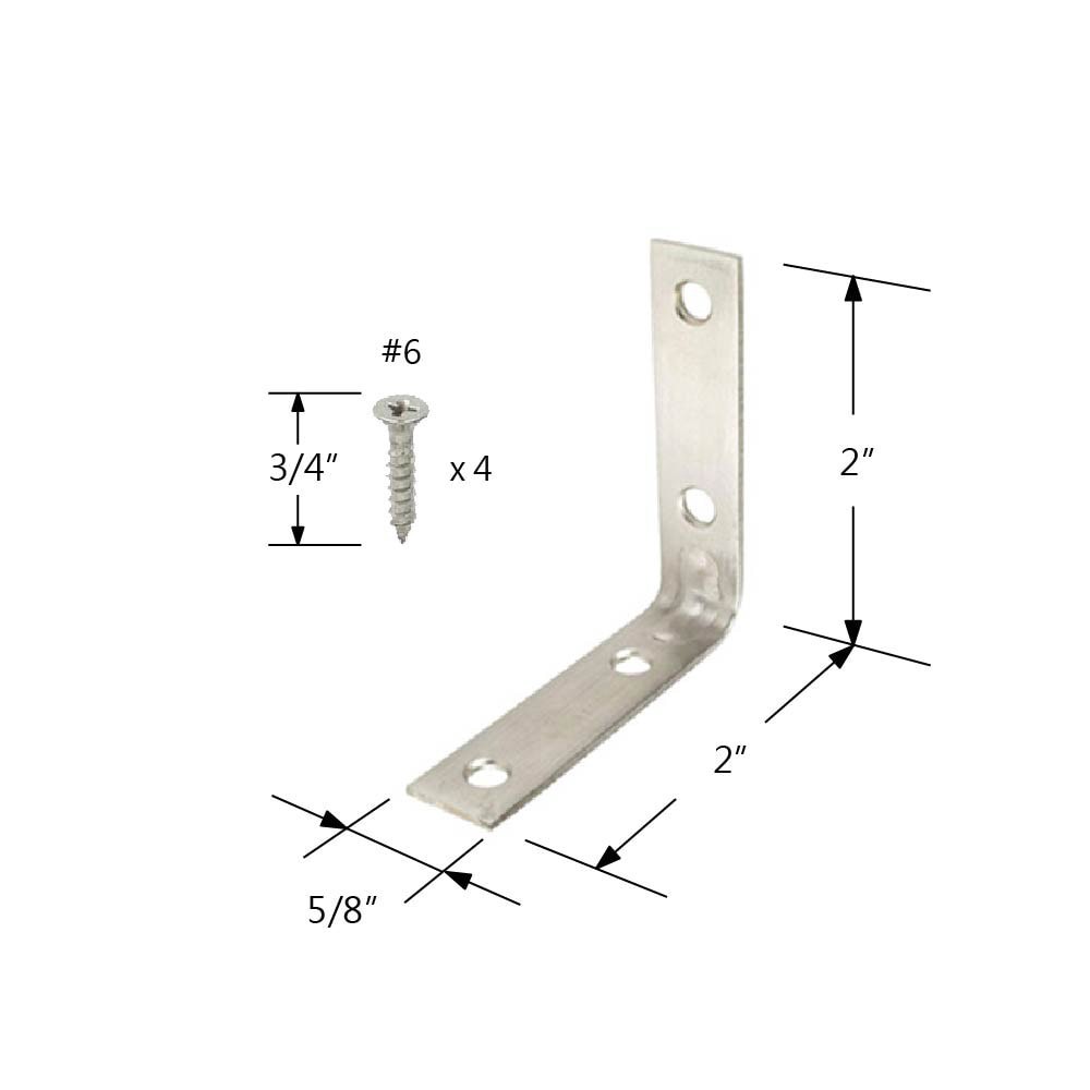 slide 3 of 6, RELIABILT Corner Brace 2-in x 0.625-in x 2-in 1.8 -Gauge Stainless steel Stainless steel Corner brace 4 -Pack, 1 ct