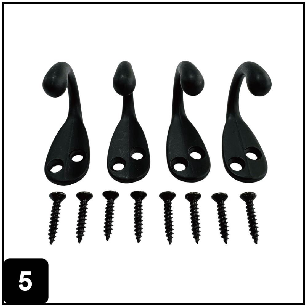 slide 5 of 6, RELIABILT 1.57-in Black Zinc die-cast Universal hook 4 -Pack, 1 ct