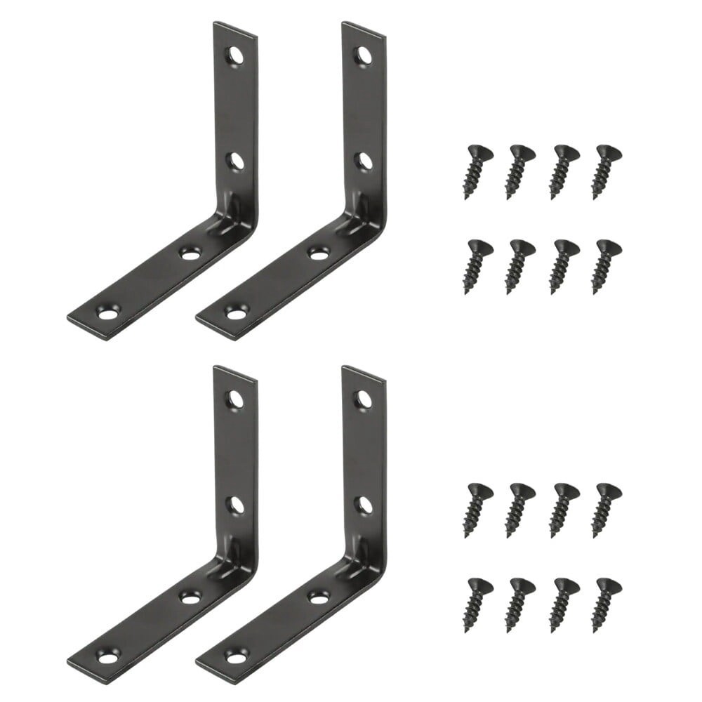 slide 1 of 5, RELIABILT 2-in x 0.625-in x 2-in 1.8 -Gauge Black Steel Corner brace 4 -Pack, 1 ct