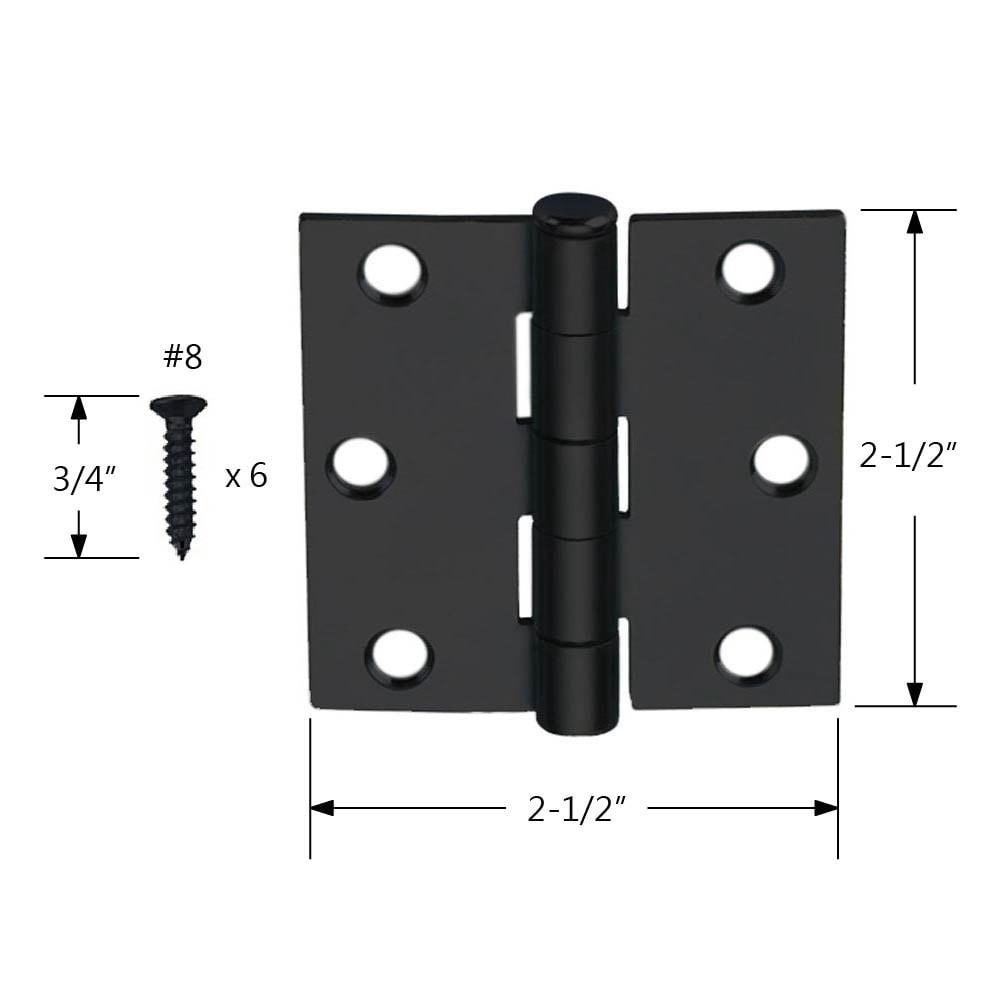 slide 3 of 6, RELIABILT 2-1/2-in H Square Matte Black Mortise Interior/Exterior Door Hinge, 1 ct