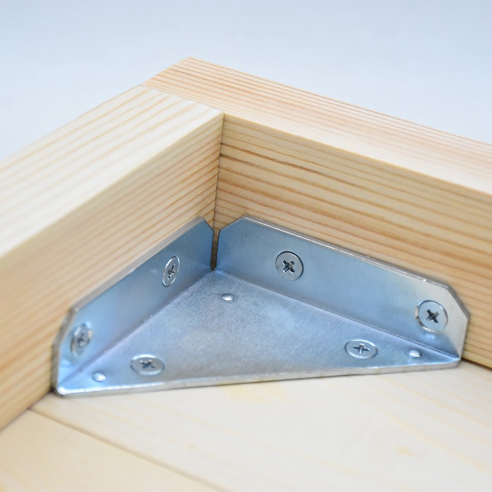 slide 2 of 6, RELIABILT 4-in x 0.875-in x 4-in 2.3 -Gauge Zinc Steel Corner brace 2 -Pack, 1 ct