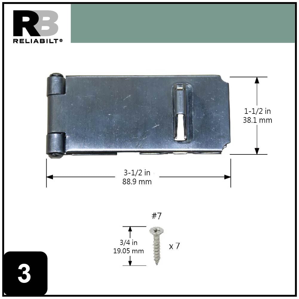 slide 3 of 6, RELIABILT 3-1/2-in Stainless steel Fixed staple hasps, 1 ct
