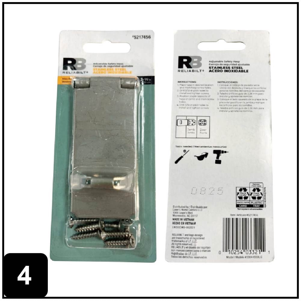 slide 4 of 6, RELIABILT 3-1/2-in Stainless steel Fixed staple hasps, 1 ct