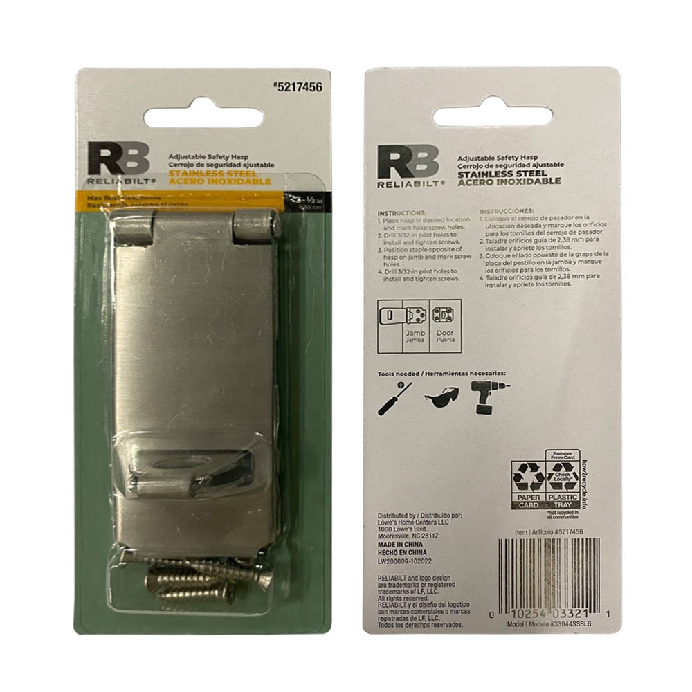 slide 6 of 6, RELIABILT 3-1/2-in Stainless steel Fixed staple hasps, 1 ct