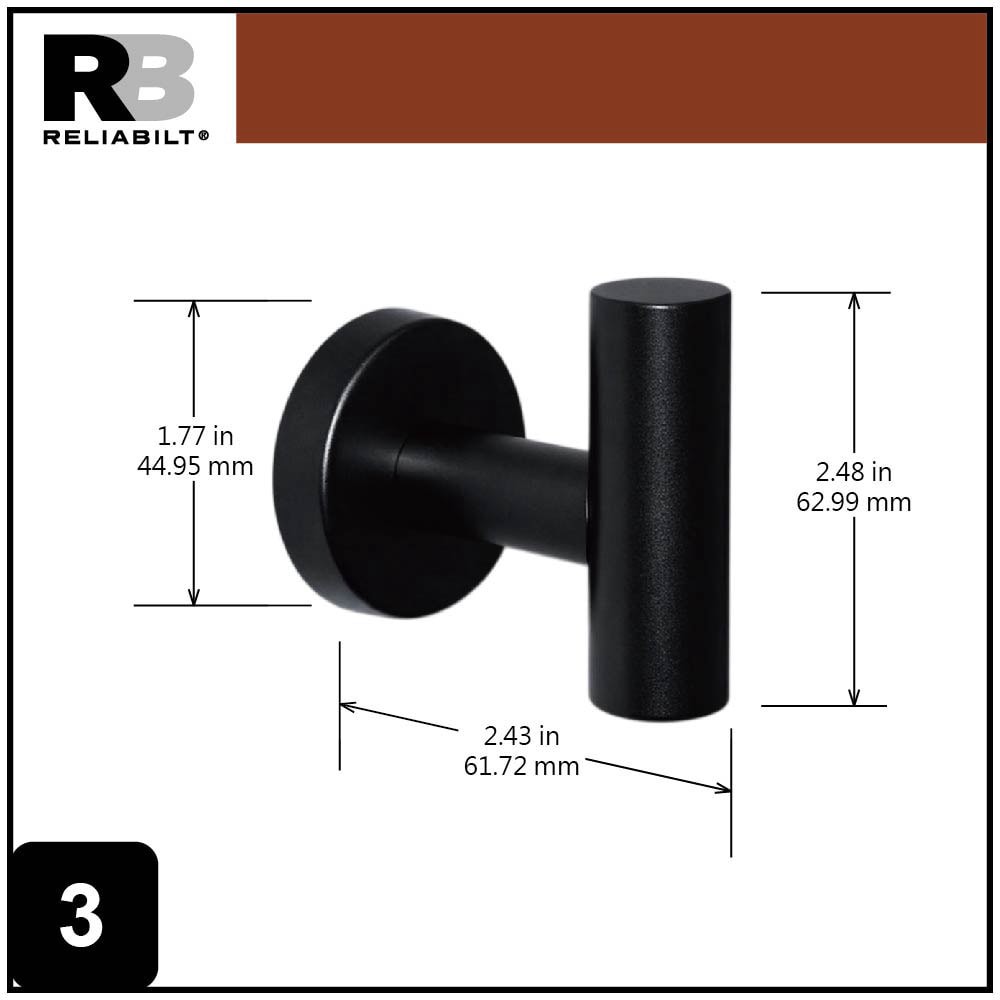 slide 3 of 6, RELIABILT 2.25-in Matte Black Stainless steel Universal hook, 1 ct