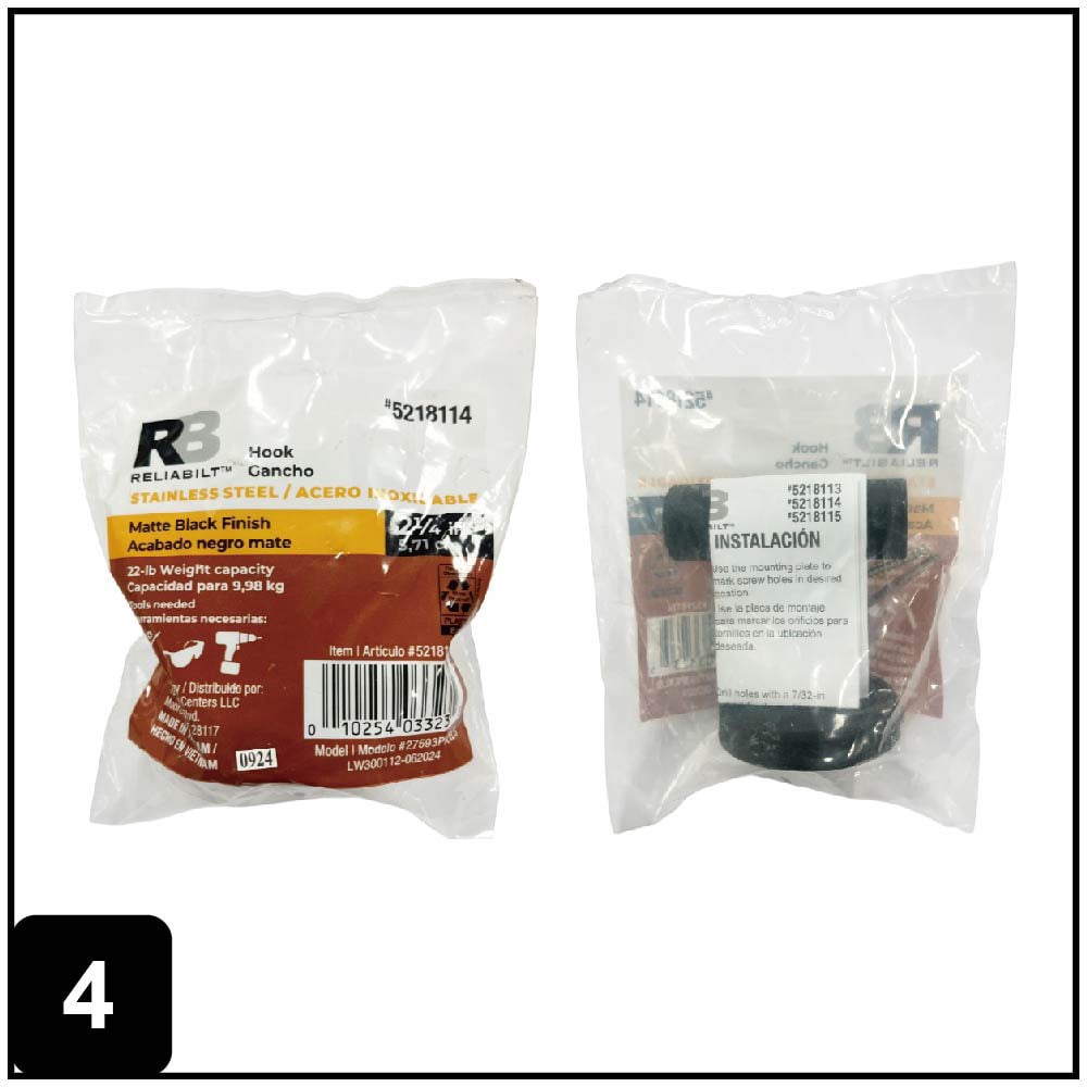slide 4 of 6, RELIABILT 2.25-in Matte Black Stainless steel Universal hook, 1 ct