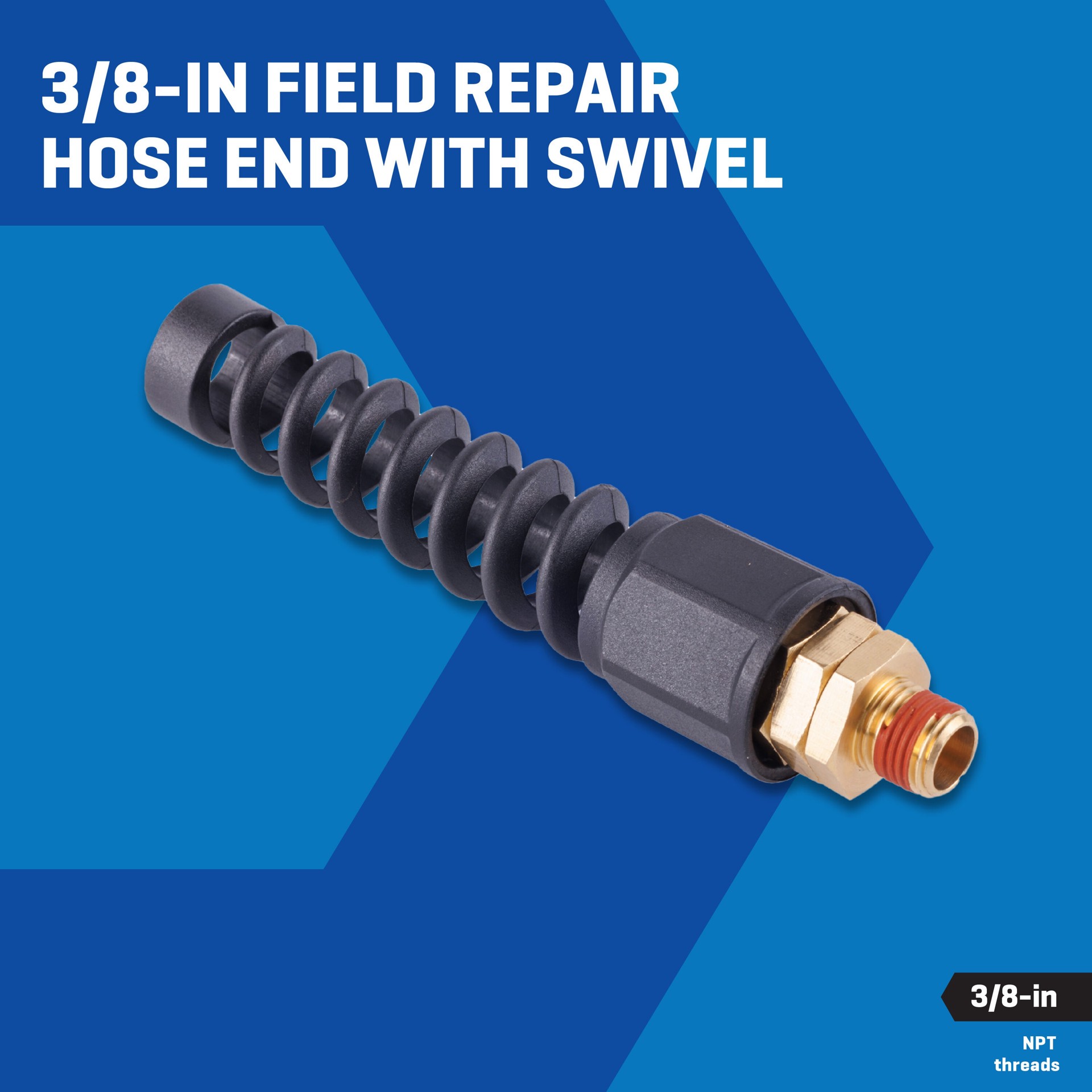 slide 2 of 6, Kobalt 3/8-in Field Repair Hose with Swivel End (for PVC and Hybrid hoses), 1 ct