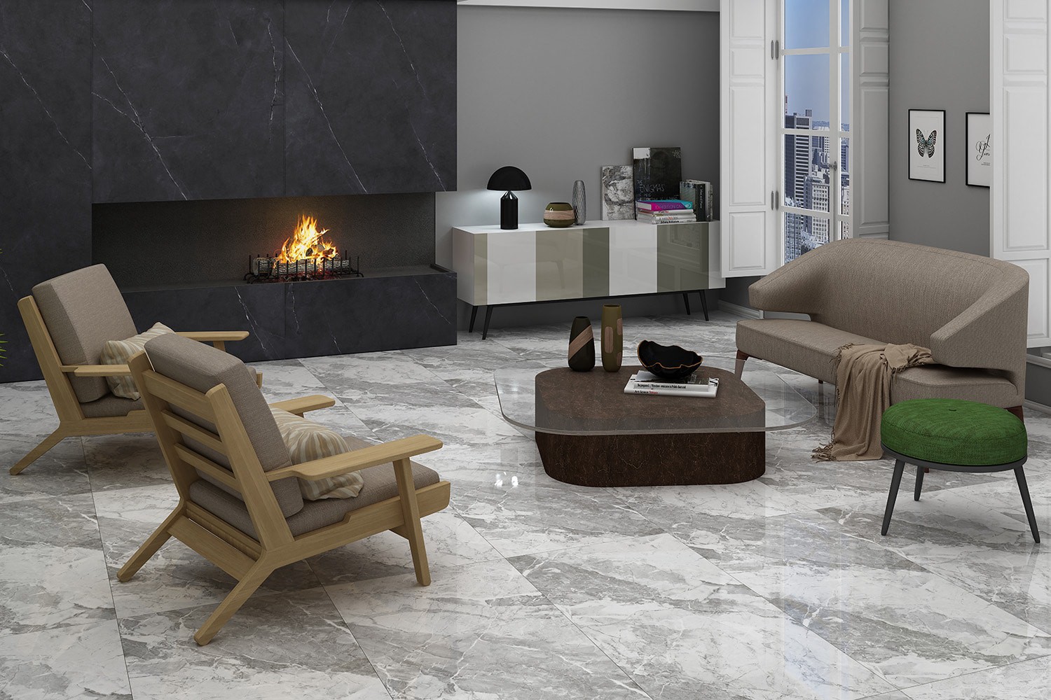 slide 2 of 6, Origin 21 Grey Essence 12-in x 24-in Polished Porcelain Floor and Wall Tile ( 1.937-sq ft Piece ), 1 ct