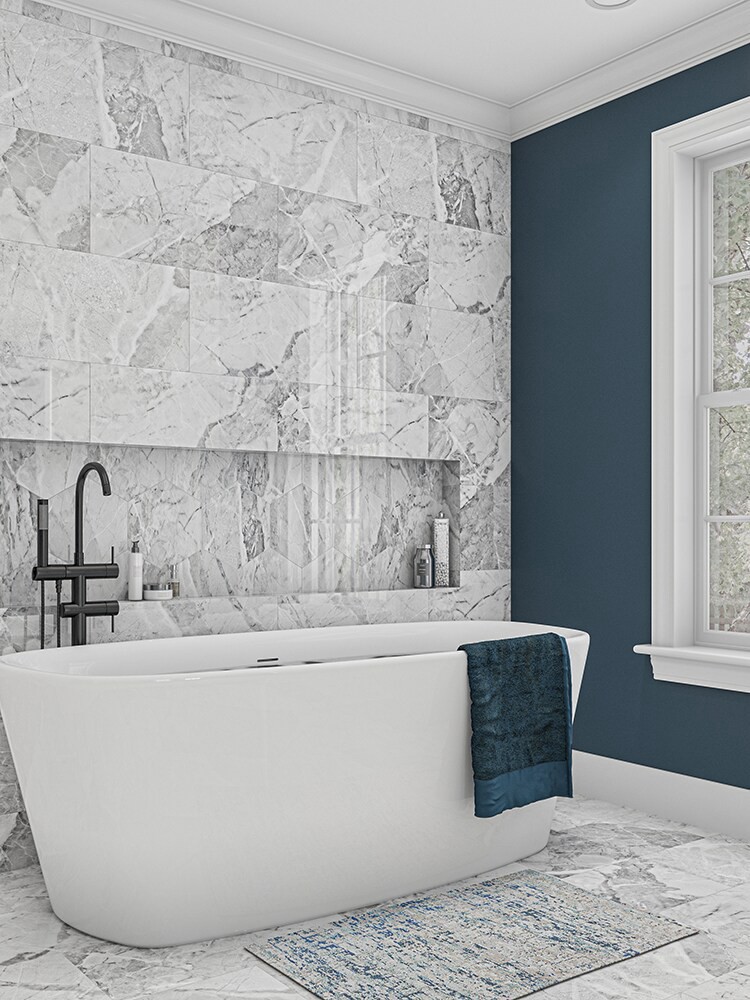 slide 6 of 6, Origin 21 Grey Essence 12-in x 24-in Polished Porcelain Floor and Wall Tile ( 1.937-sq ft Piece ), 1 ct
