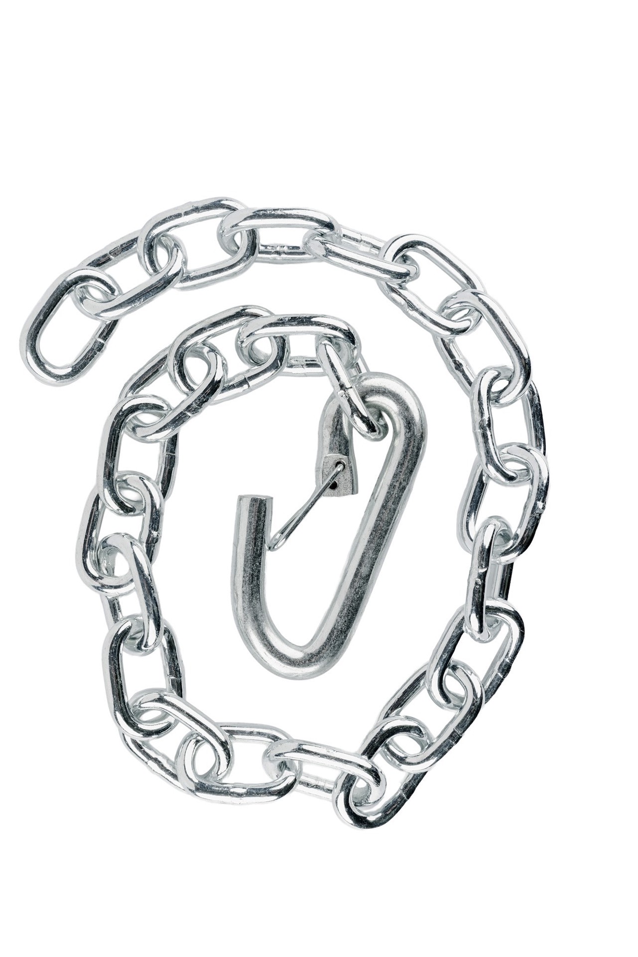 slide 4 of 5, Carry-On Trailer 30-Inch Silver Steel Safety Chain with Hook for Trailers - 5,000 lb Weight Capacity, 1 ct