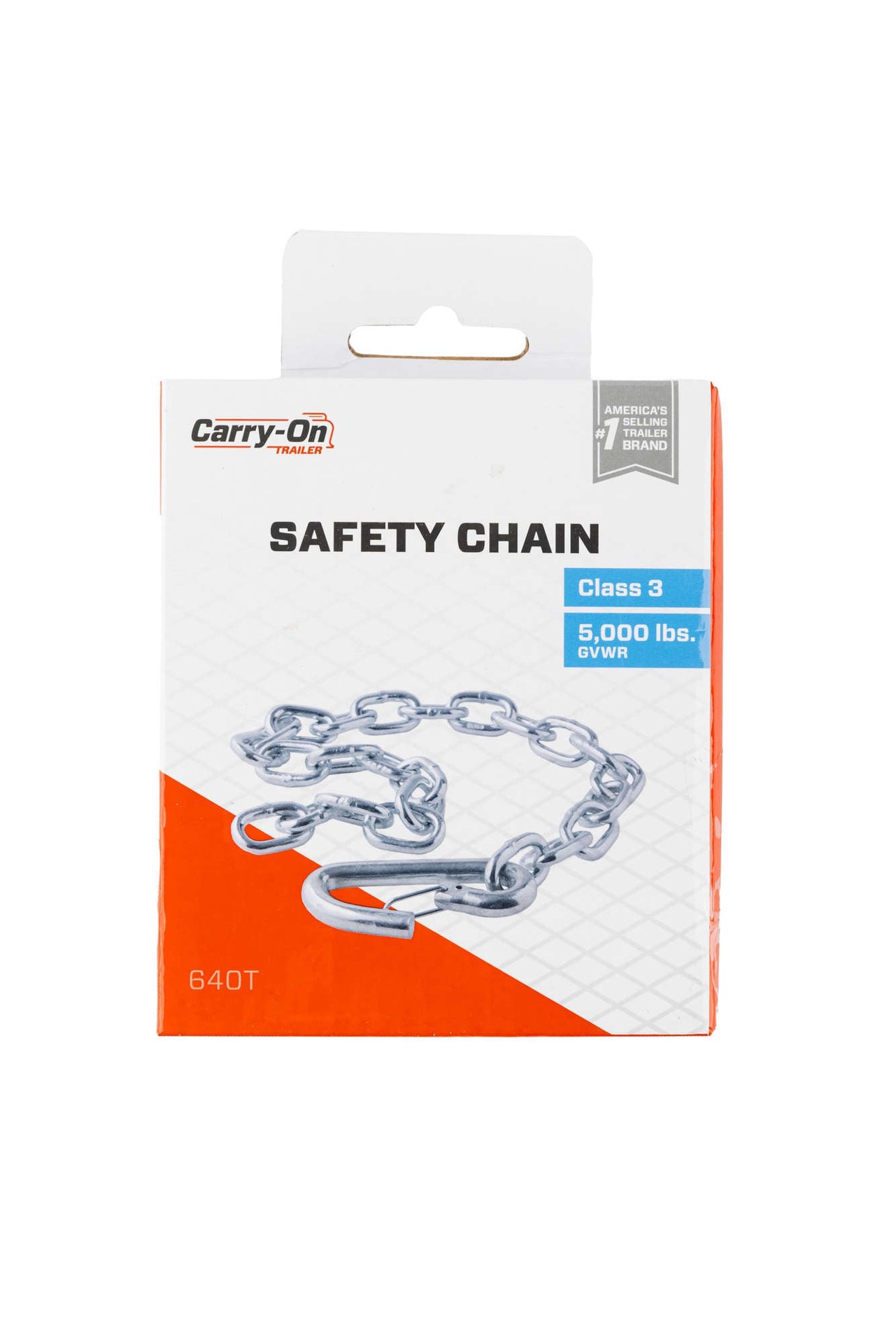 slide 5 of 5, Carry-On Trailer 30-Inch Silver Steel Safety Chain with Hook for Trailers - 5,000 lb Weight Capacity, 1 ct
