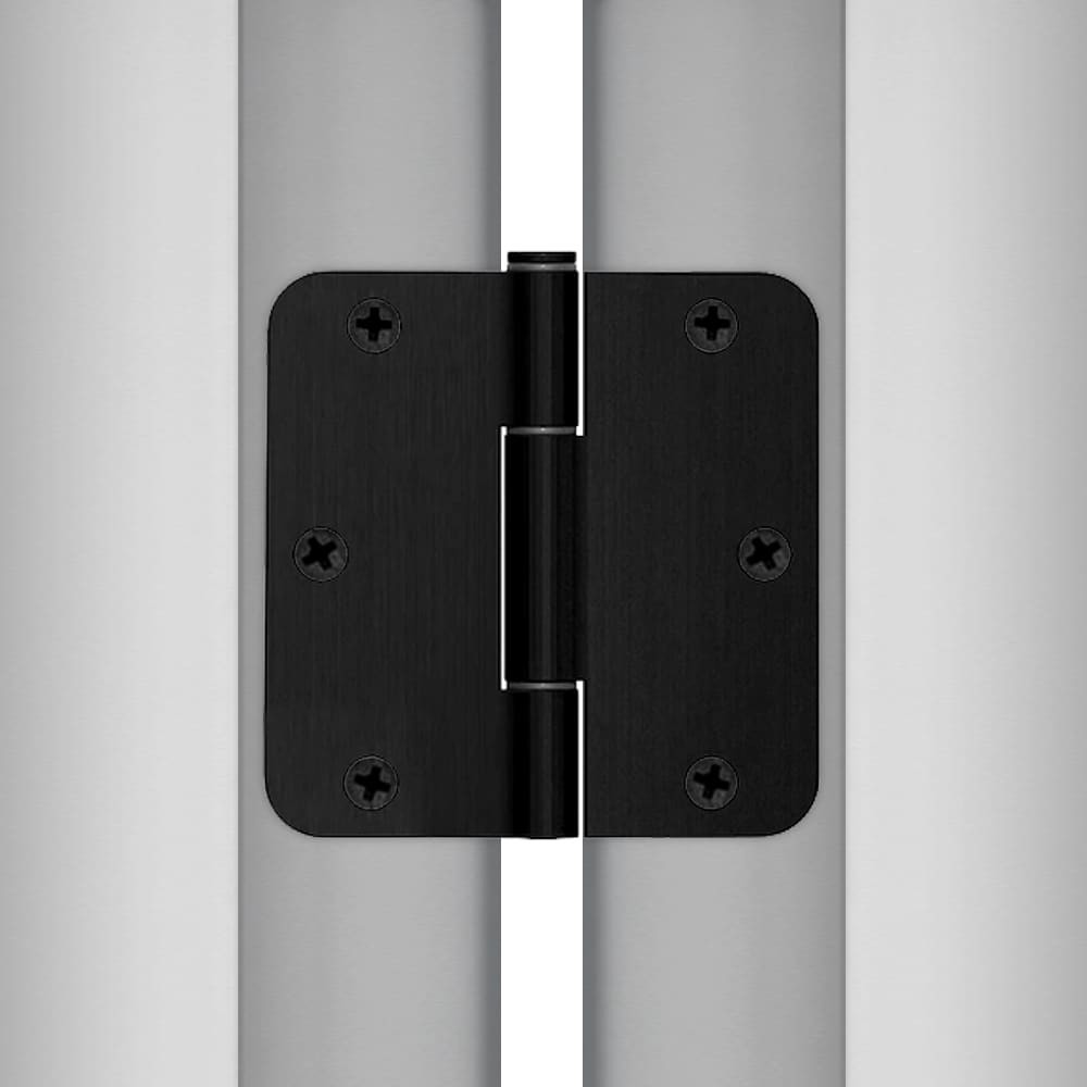 slide 2 of 6, RELIABILT No-Squeak 3-1/2-in H x 1/4-in Radius Matte Black Mortise Interior/Exterior Door Hinge 3 -Pack, 1 ct