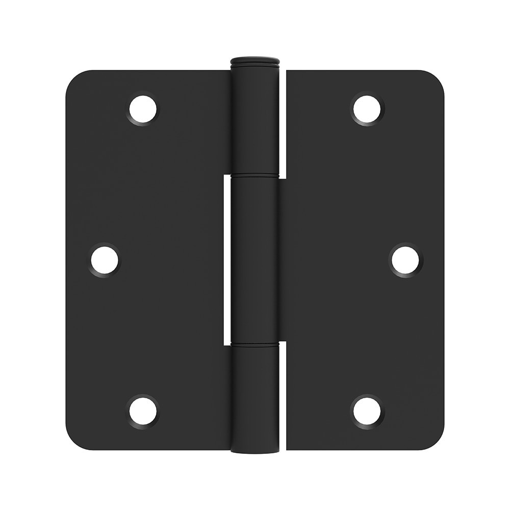 slide 4 of 6, RELIABILT No-Squeak 3-1/2-in H x 1/4-in Radius Matte Black Mortise Interior/Exterior Door Hinge 3 -Pack, 1 ct