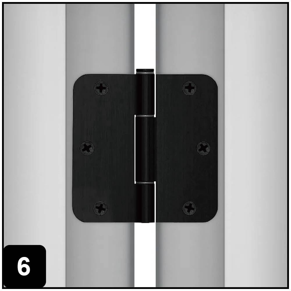 slide 6 of 6, RELIABILT No-Squeak 3-1/2-in H x 1/4-in Radius Matte Black Mortise Interior/Exterior Door Hinge 3 -Pack, 1 ct