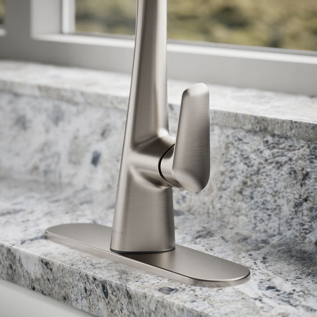 slide 6 of 6, KOHLER Anessia Vibrant Stainless Single Handle Deck-mount Pull-down Kitchen Faucet with Sprayer (Includes Deck Plate) (Includes Soap Dispenser), 1 ct