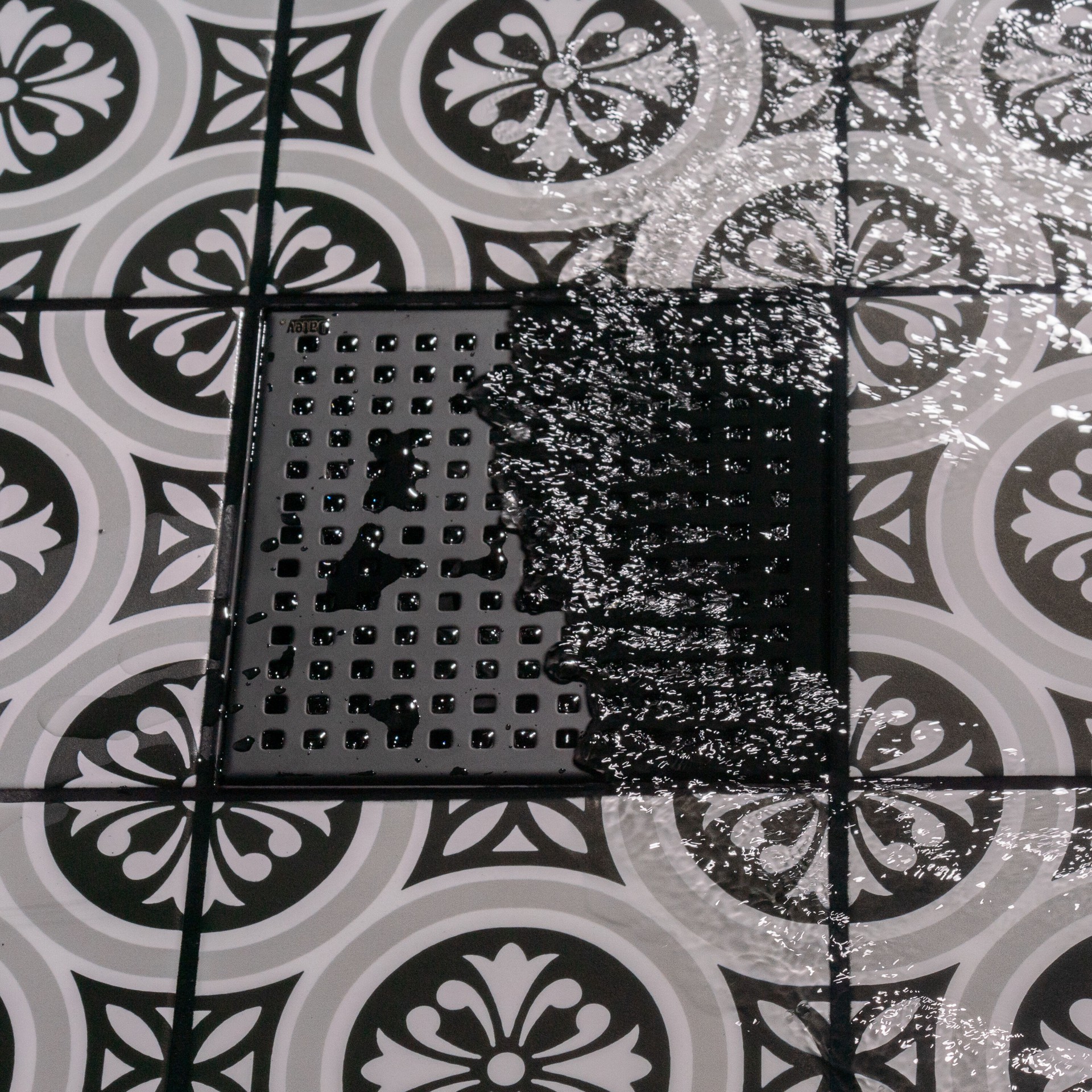 slide 2 of 6, Oatey Vivante 6-in Matte Black Square Shower Drain with Square Pattern, 1 ct
