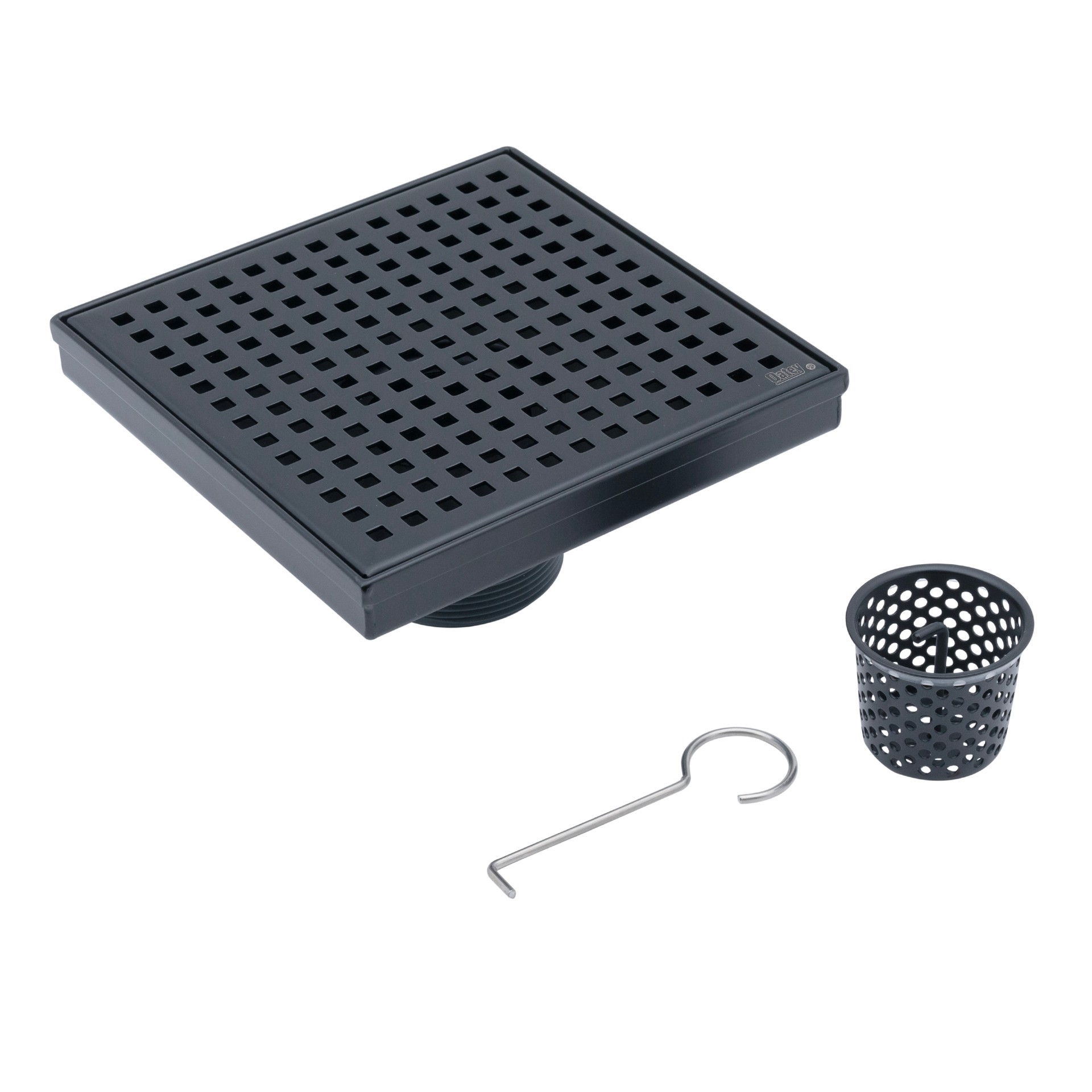 slide 3 of 6, Oatey Vivante 6-in Matte Black Square Shower Drain with Square Pattern, 1 ct