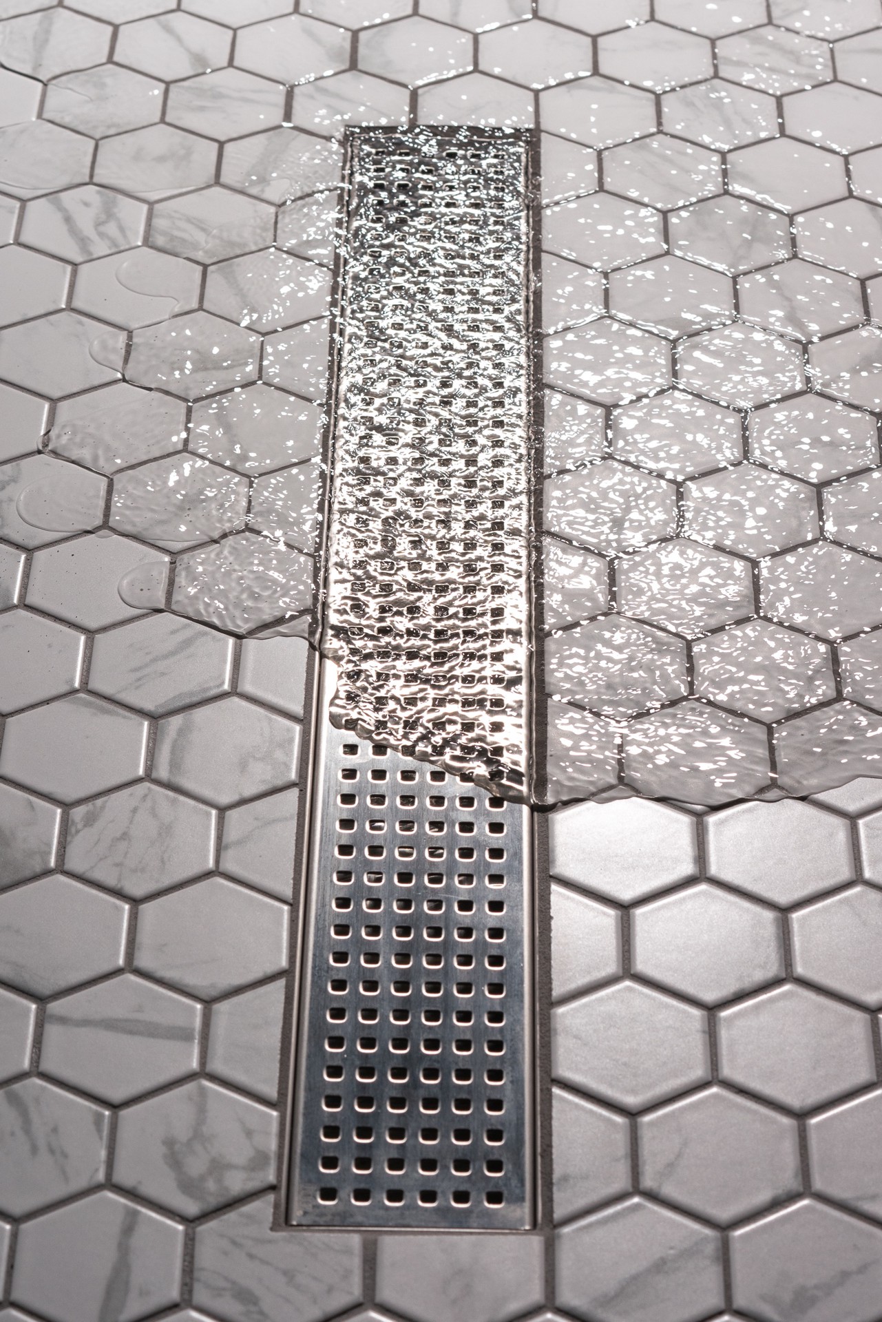 slide 2 of 6, Oatey Vivante 24-in Stainless Steel Linear Shower Drain with Square Pattern, 1 ct
