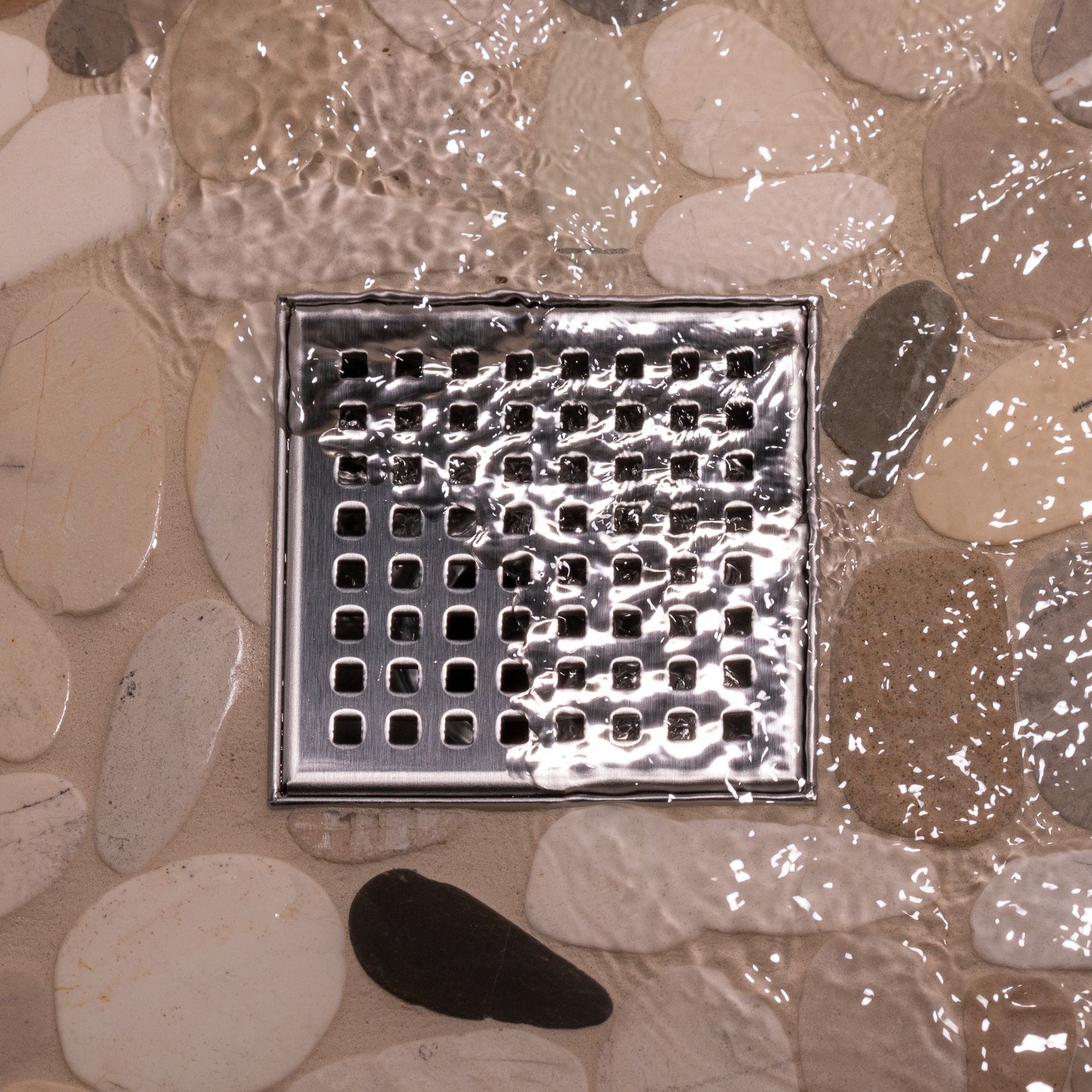 slide 2 of 6, Oatey Vivante 4-in Stainless Steel Square Shower Drain with Square Pattern, 1 ct