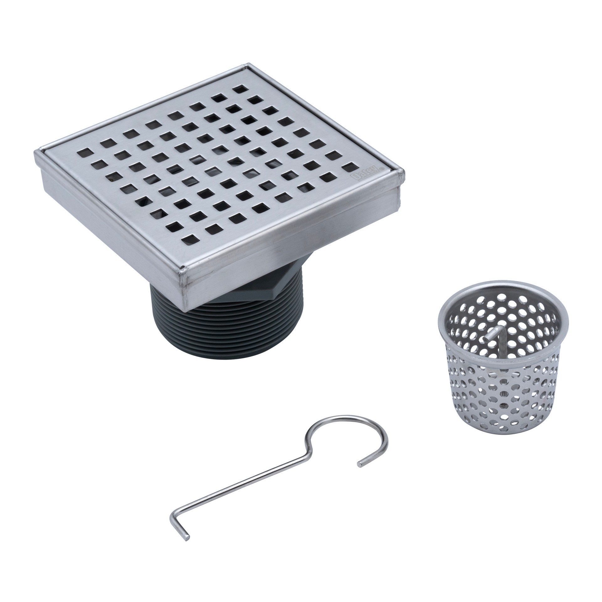 slide 3 of 6, Oatey Vivante 4-in Stainless Steel Square Shower Drain with Square Pattern, 1 ct