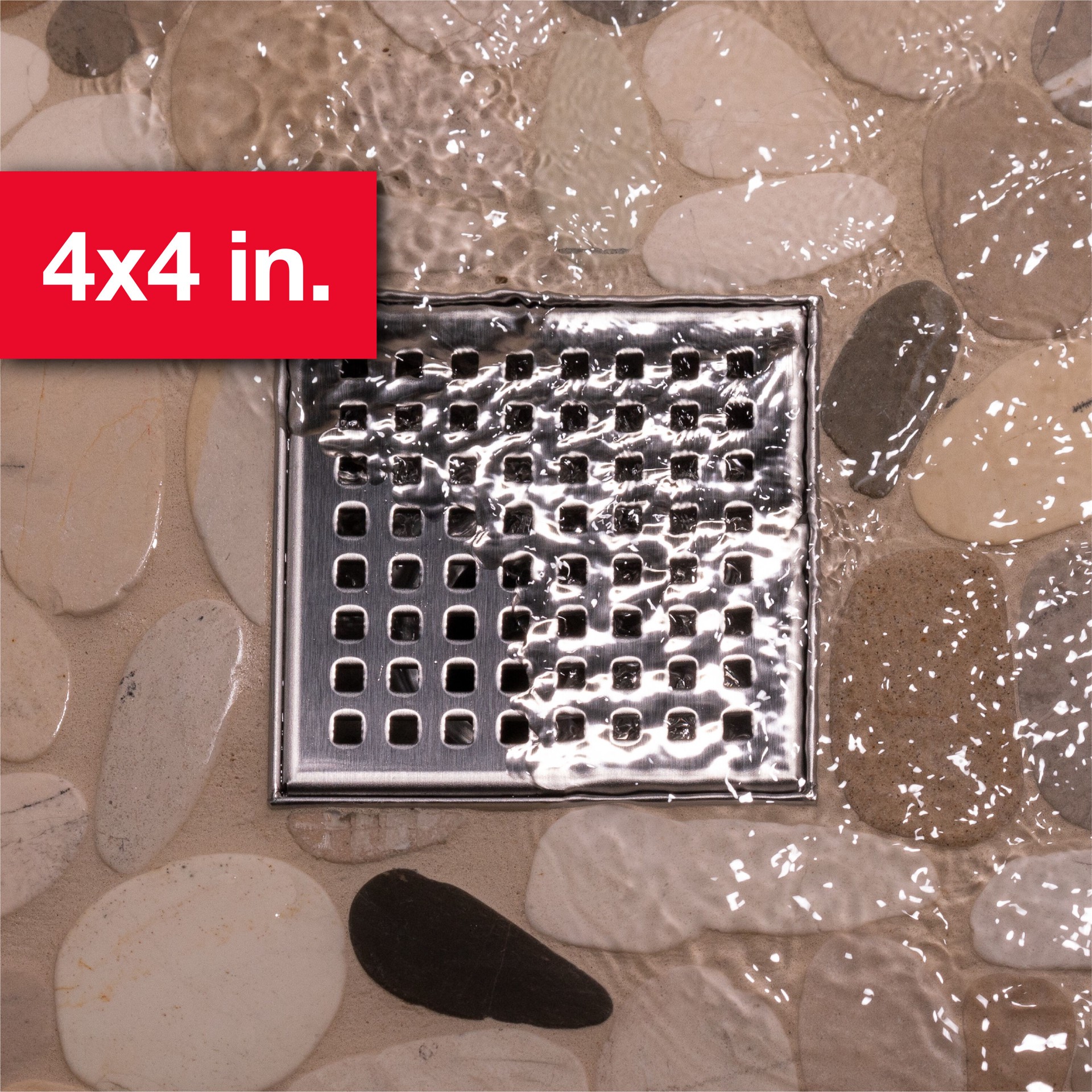 slide 1 of 6, Oatey Vivante 4-in Stainless Steel Square Shower Drain with Square Pattern, 1 ct
