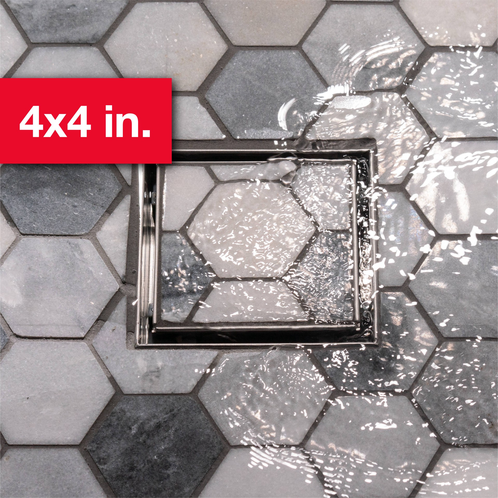 slide 1 of 6, Oatey Vivante 4-in Stainless Steel Square Shower Drain with Tile-In Cover, 1 ct