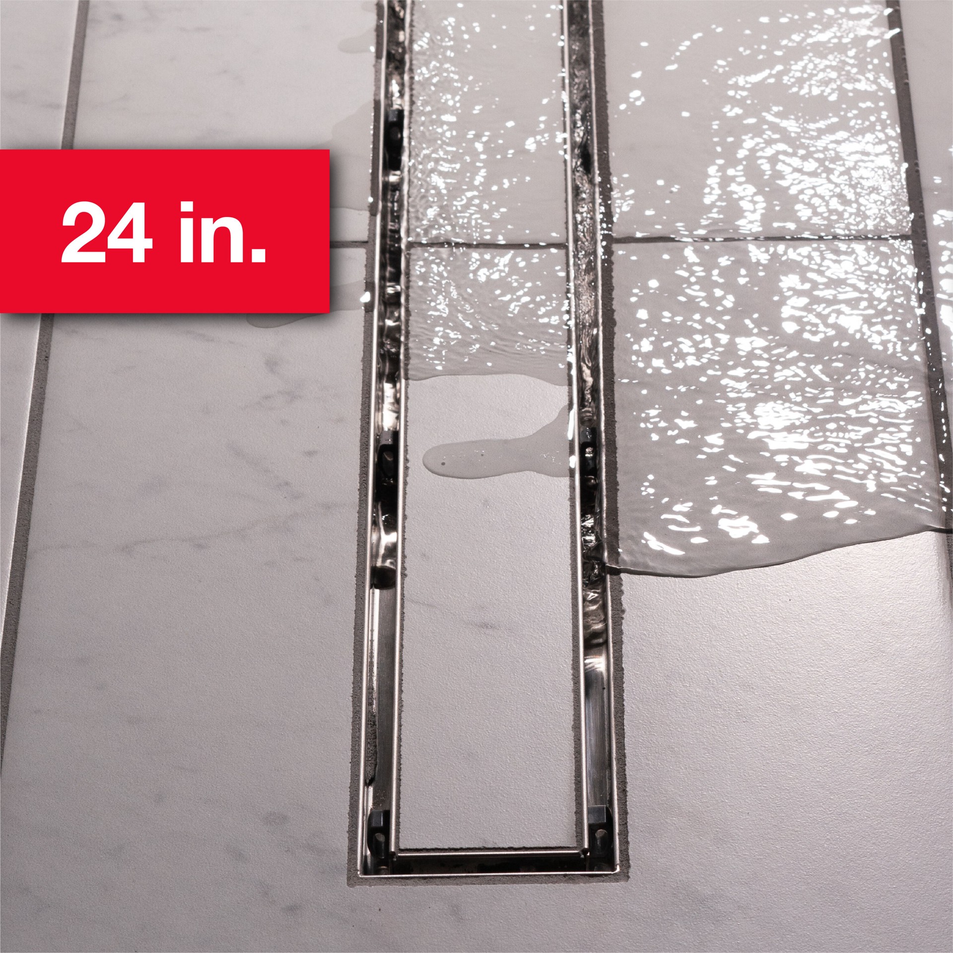slide 1 of 6, Oatey Vivante 24-in Stainless Steel Linear Shower Drain with Tile-In Cover, 1 ct