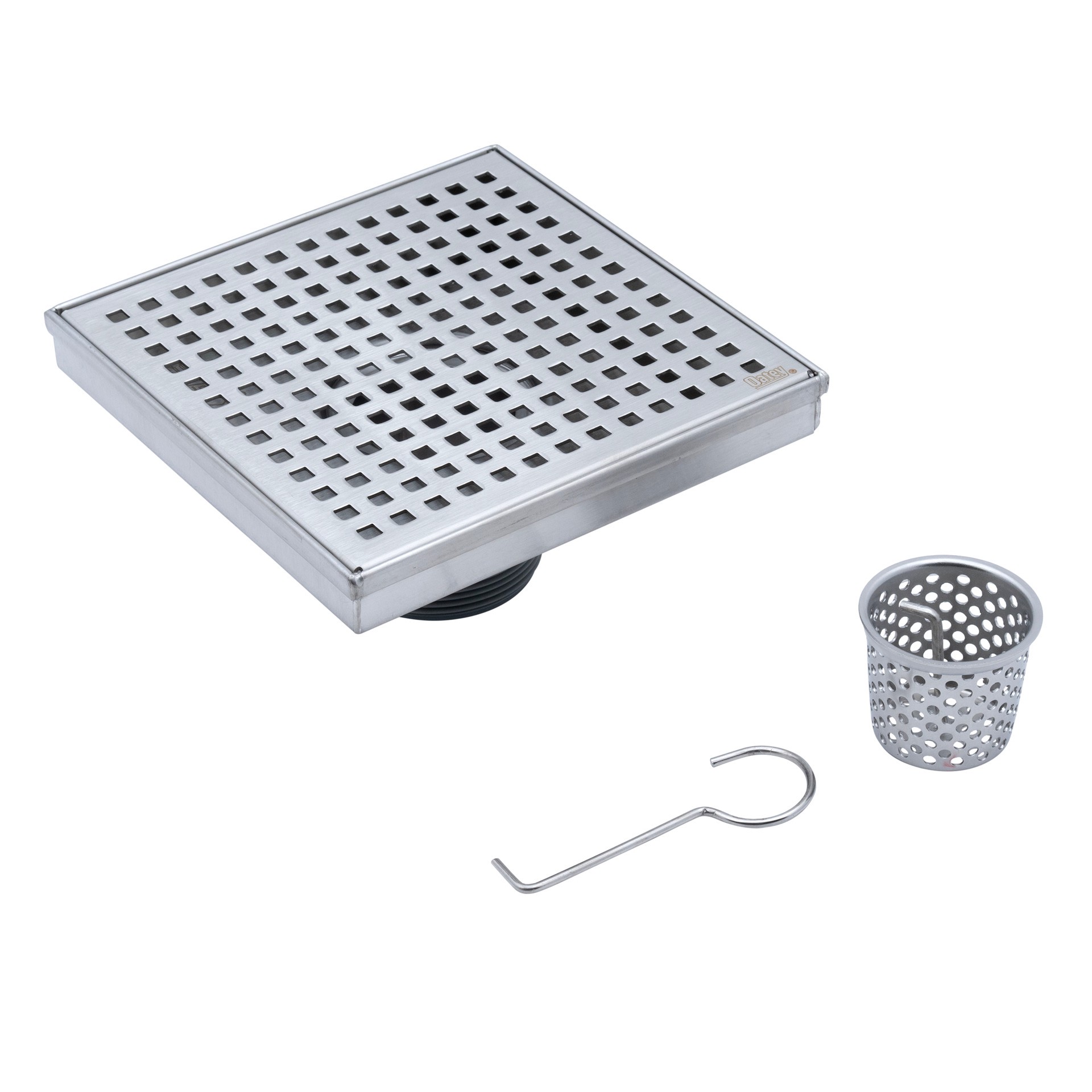 slide 3 of 6, Oatey Vivante 6-in Stainless Steel Square Shower Drain with Square Pattern, 1 ct