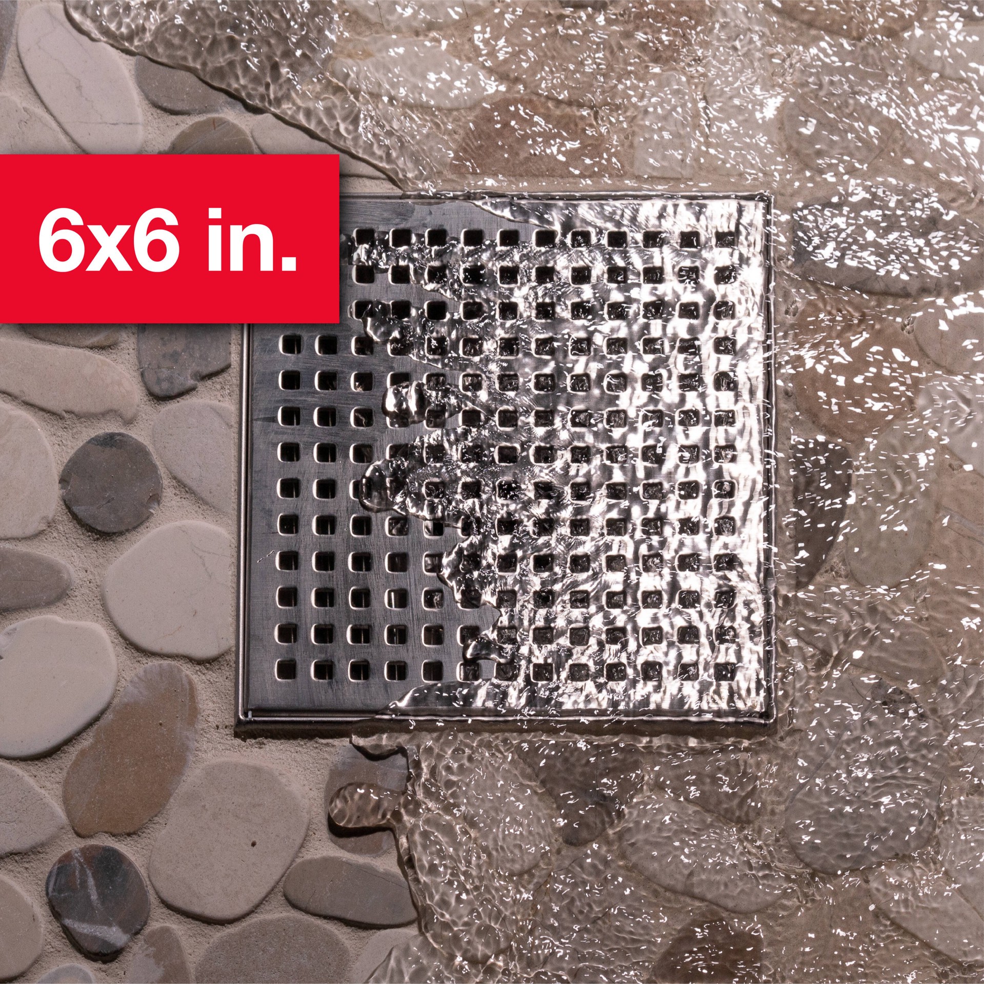 slide 1 of 6, Oatey Vivante 6-in Stainless Steel Square Shower Drain with Square Pattern, 1 ct