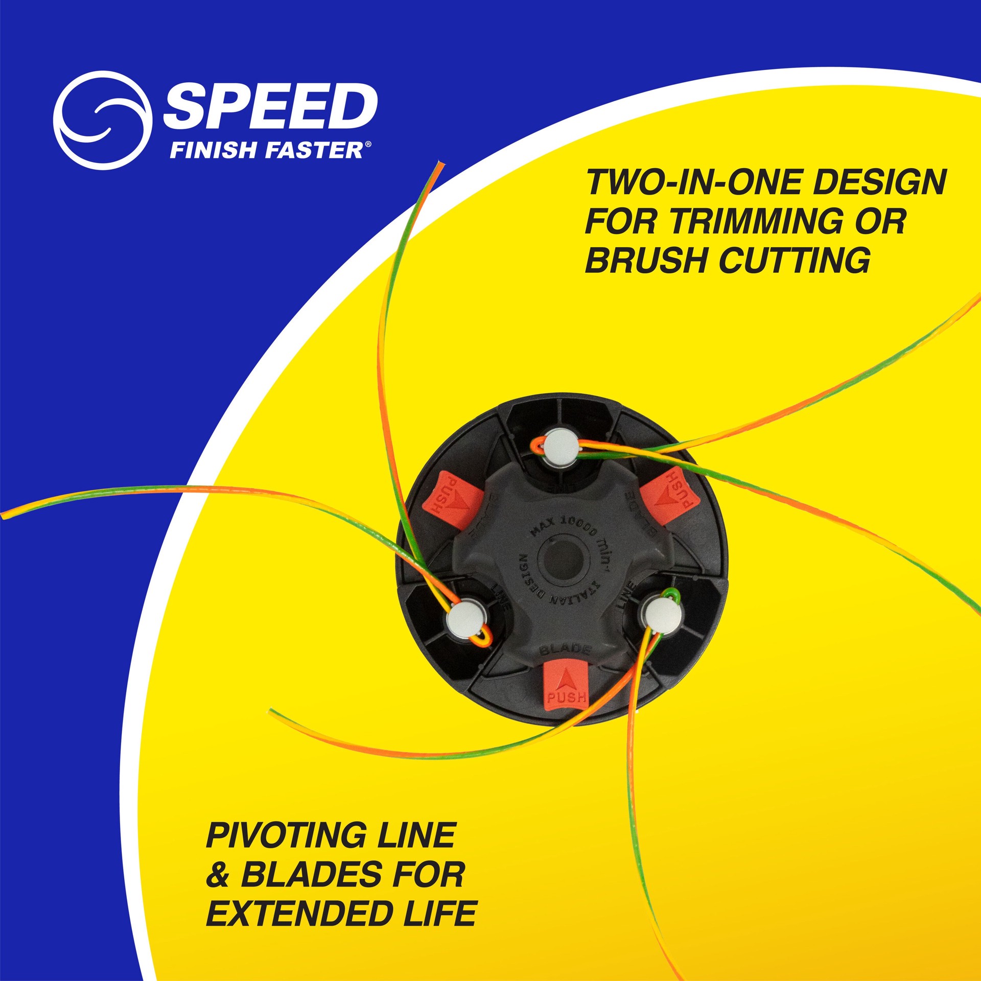 slide 2 of 6, SPEED Universal Fit 0.095-in Plastic Blade or line String Trimmer Replacement Head, 1 ct