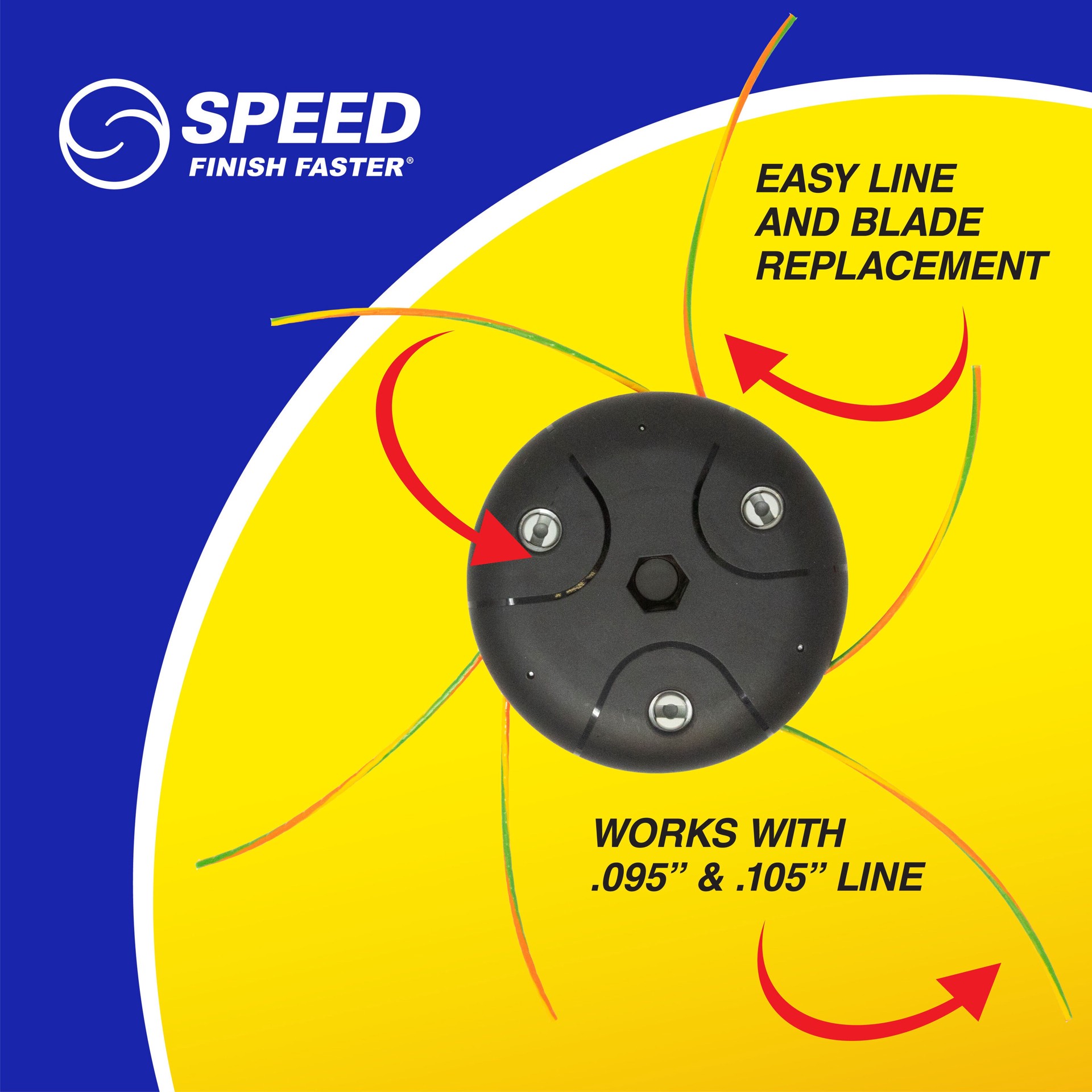 slide 3 of 6, SPEED Universal Fit 0.095-in Plastic Blade or line String Trimmer Replacement Head, 1 ct