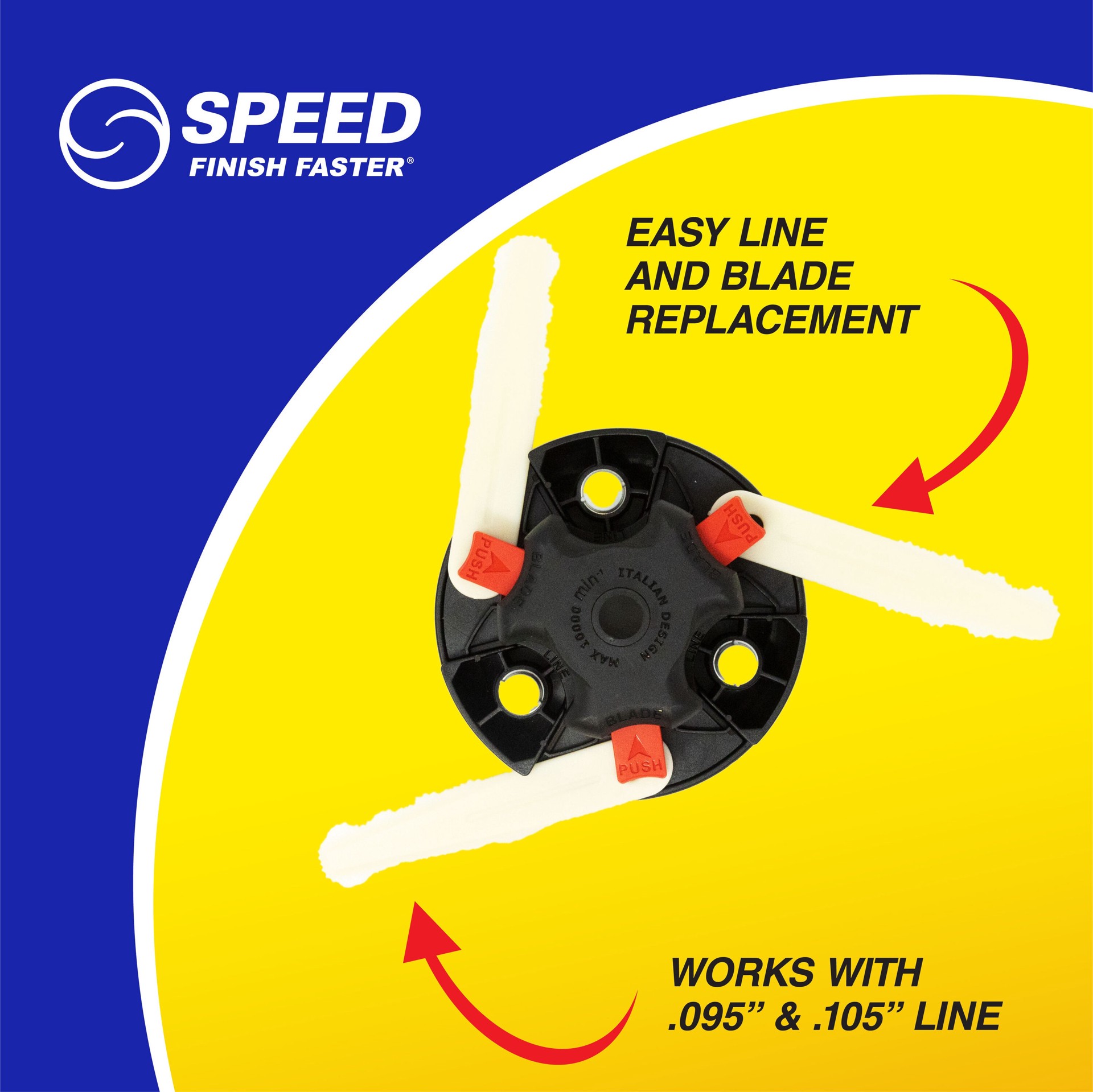 slide 4 of 6, SPEED Universal Fit 0.095-in Plastic Blade or line String Trimmer Replacement Head, 1 ct
