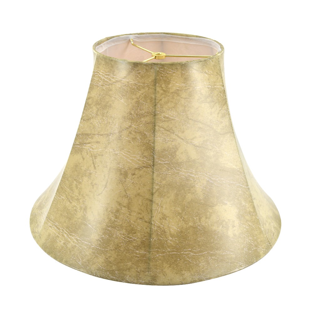slide 2 of 6, allen + roth 12.5-in x 17-in Tan Faux-leather Fabric Bell Lamp Shade, 1 ct
