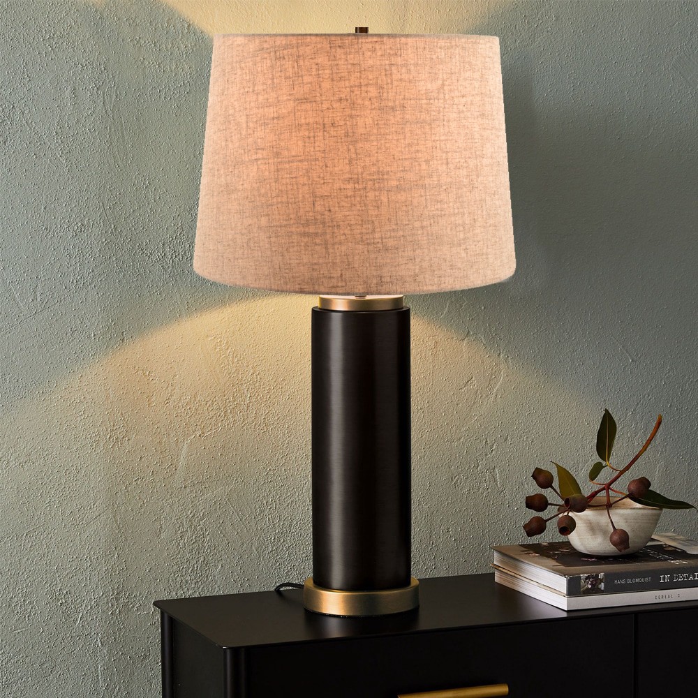 slide 6 of 6, allen + roth Allen + roth 9-in x 13-in Tan Linen Fabric Drum Lamp Shade 9-in x 13-in Tan Linen Fabric Drum Lamp Shade, 1 ct