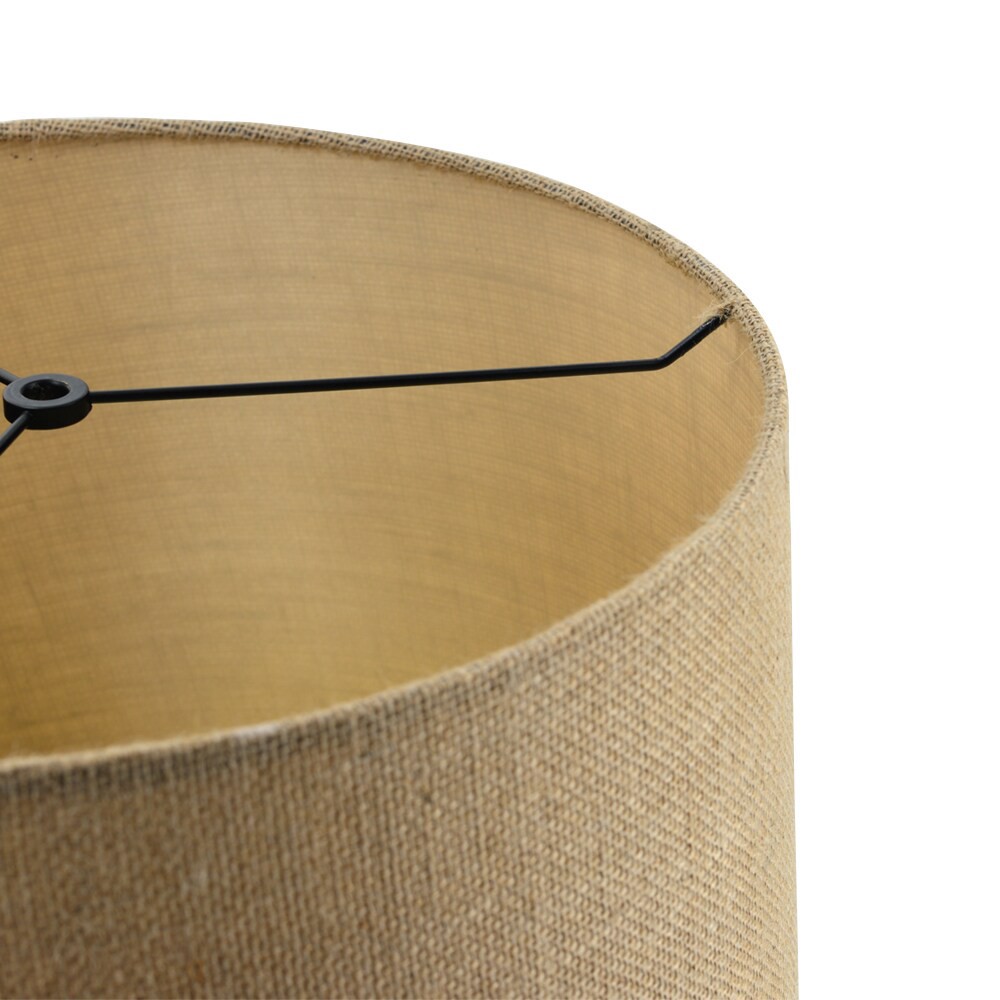 slide 4 of 6, allen + roth 9-in x 13-in Tan Burlap Fabric Drum Lamp Shade, 1 ct