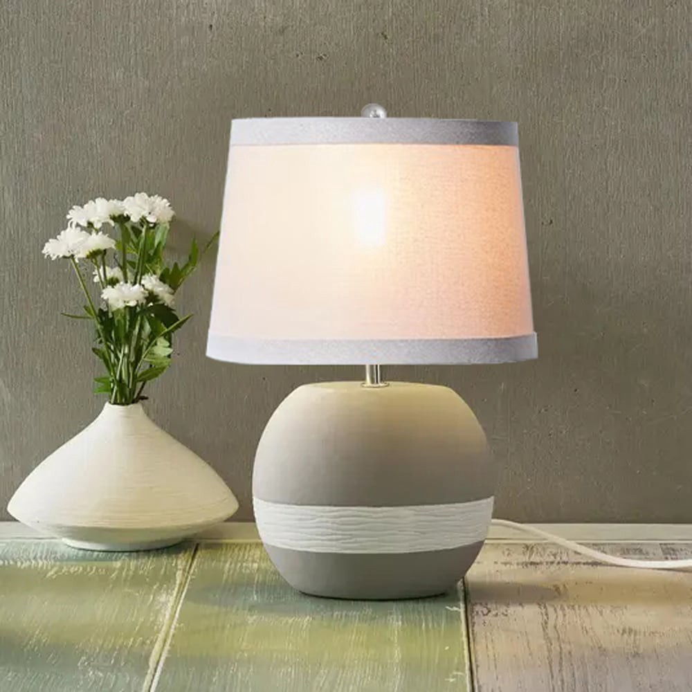 slide 6 of 6, allen + roth Allen + roth 9-in x 13-in Gray Fabric Drum Lamp Shade 9-in x 13-in Gray Fabric Drum Lamp Shade, 1 ct