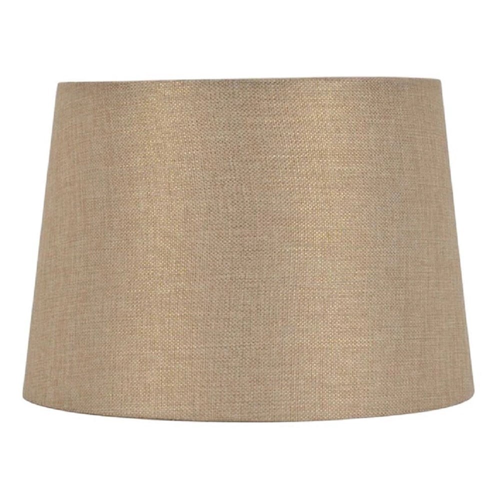 slide 1 of 6, allen + roth 9-in x 13-in Gold Fabric Drum Lamp Shade, 1 ct