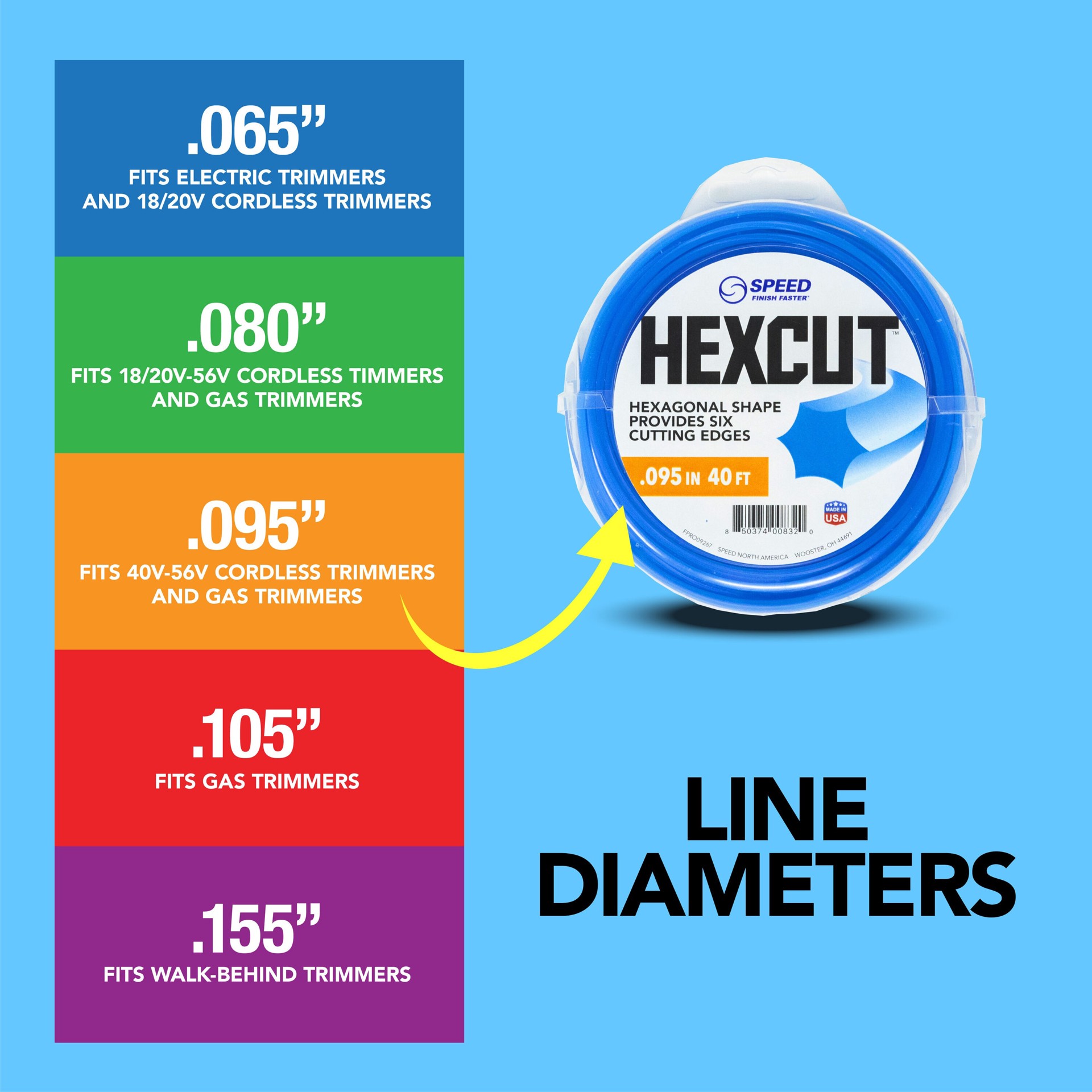 slide 3 of 5, SPEED HexCut 0.095-in x 40-ft Bulk reel Trimmer Line, 1 ct