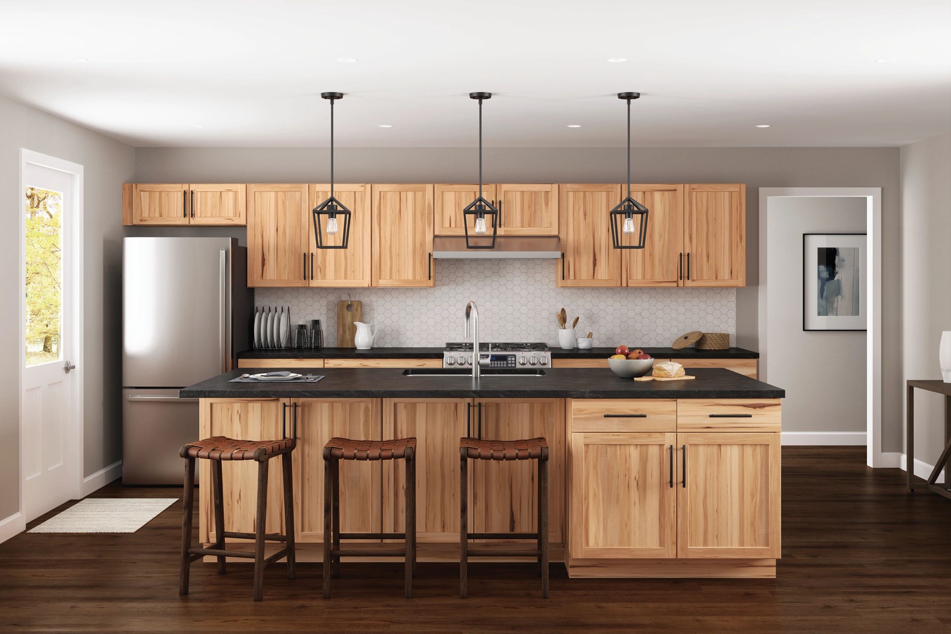 slide 5 of 6, Project Source Branson 30-in W x 12-in H x 12-in D Hickory Wall Fully Assembled Cabinet Recessed Panel Shaker, 1 ct