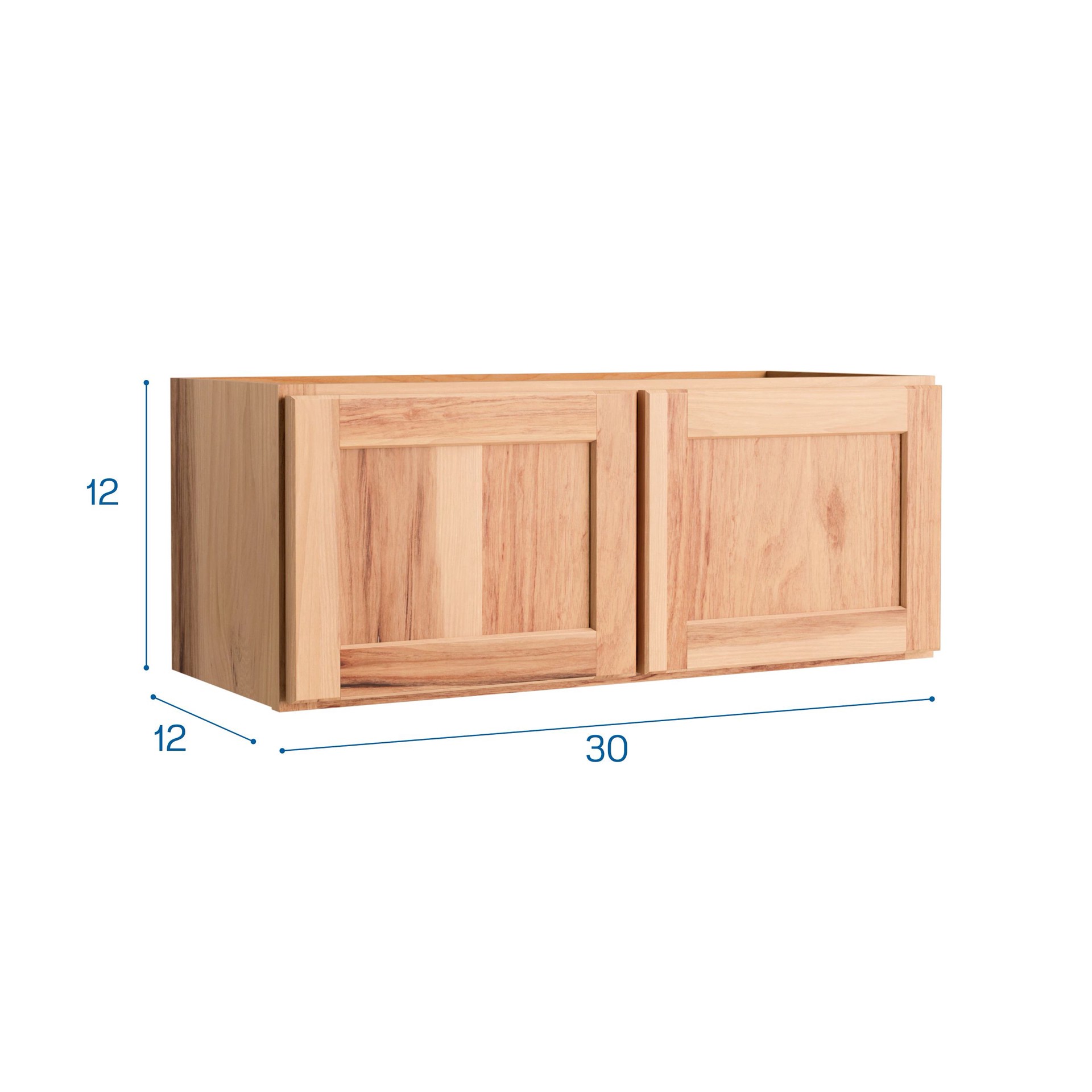 slide 6 of 6, Project Source Branson 30-in W x 12-in H x 12-in D Hickory Wall Fully Assembled Cabinet Recessed Panel Shaker, 1 ct