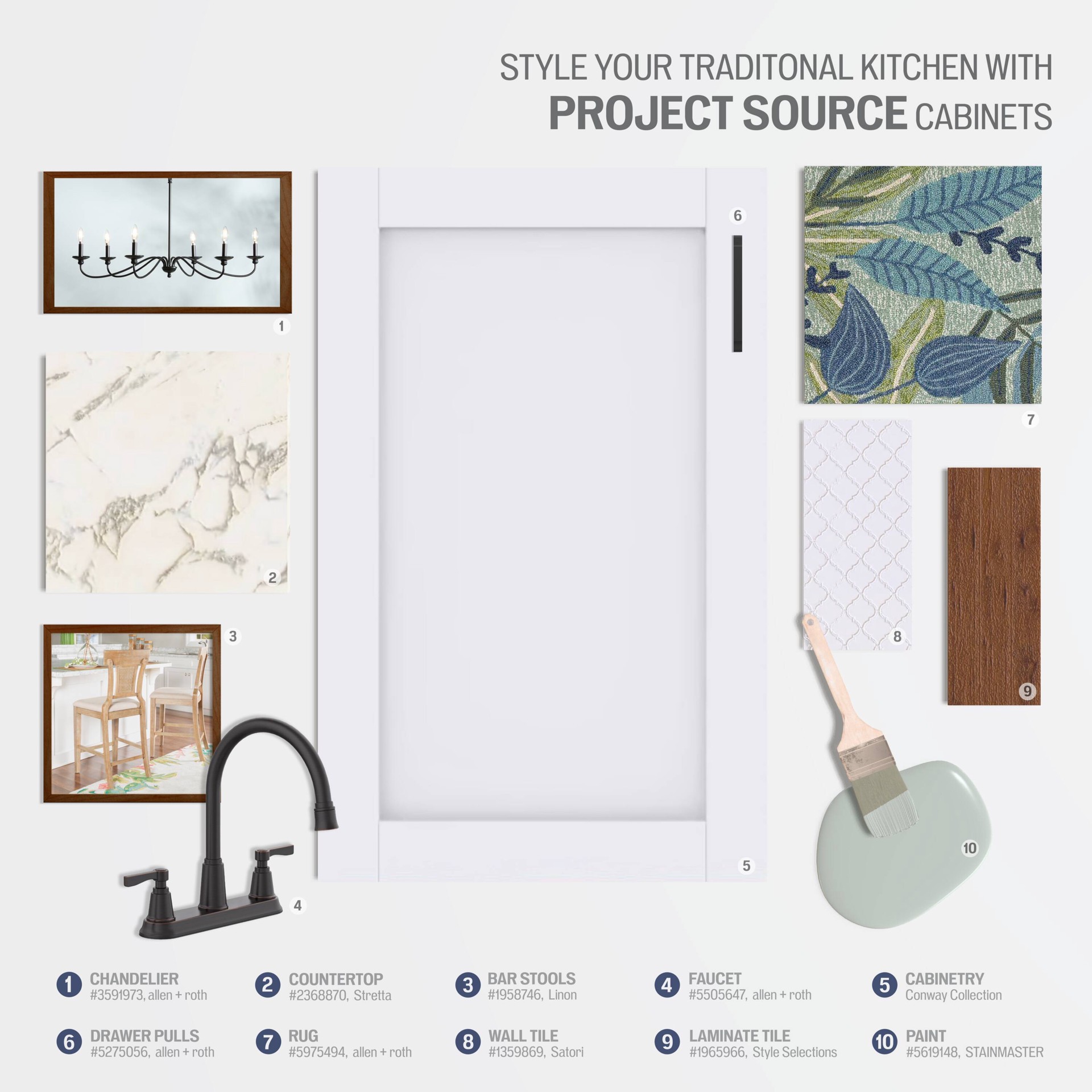 slide 3 of 6, Project Source Conway 9-in W x 30-in H x 12-in D White Wall Fully Assembled Cabinet Recessed Panel Shaker, 1 ct