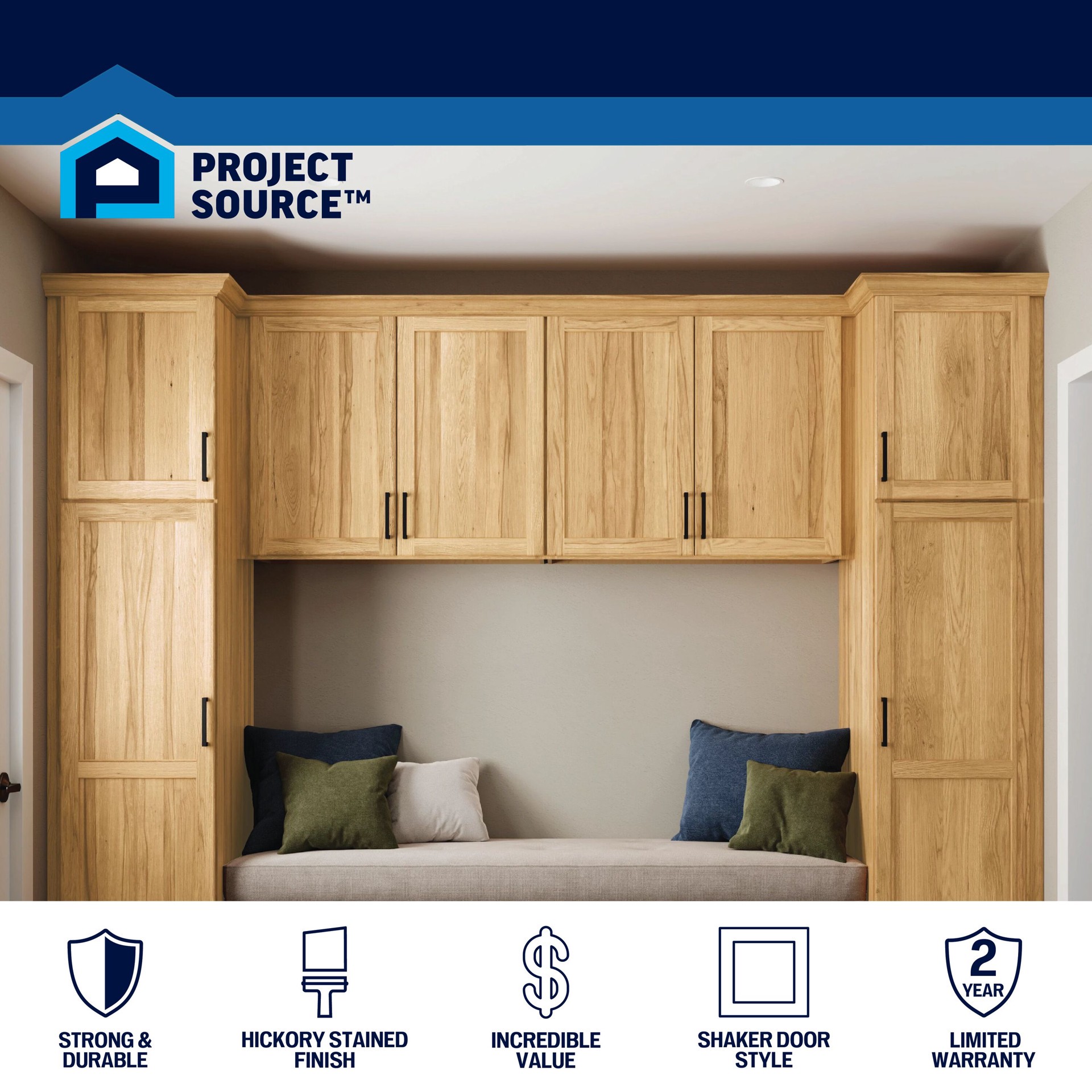 slide 6 of 6, Project Source Branson Cabinet Fill Strip 3-in W x 30-in H x 0.8-in D Hickory Stained, 1 ct