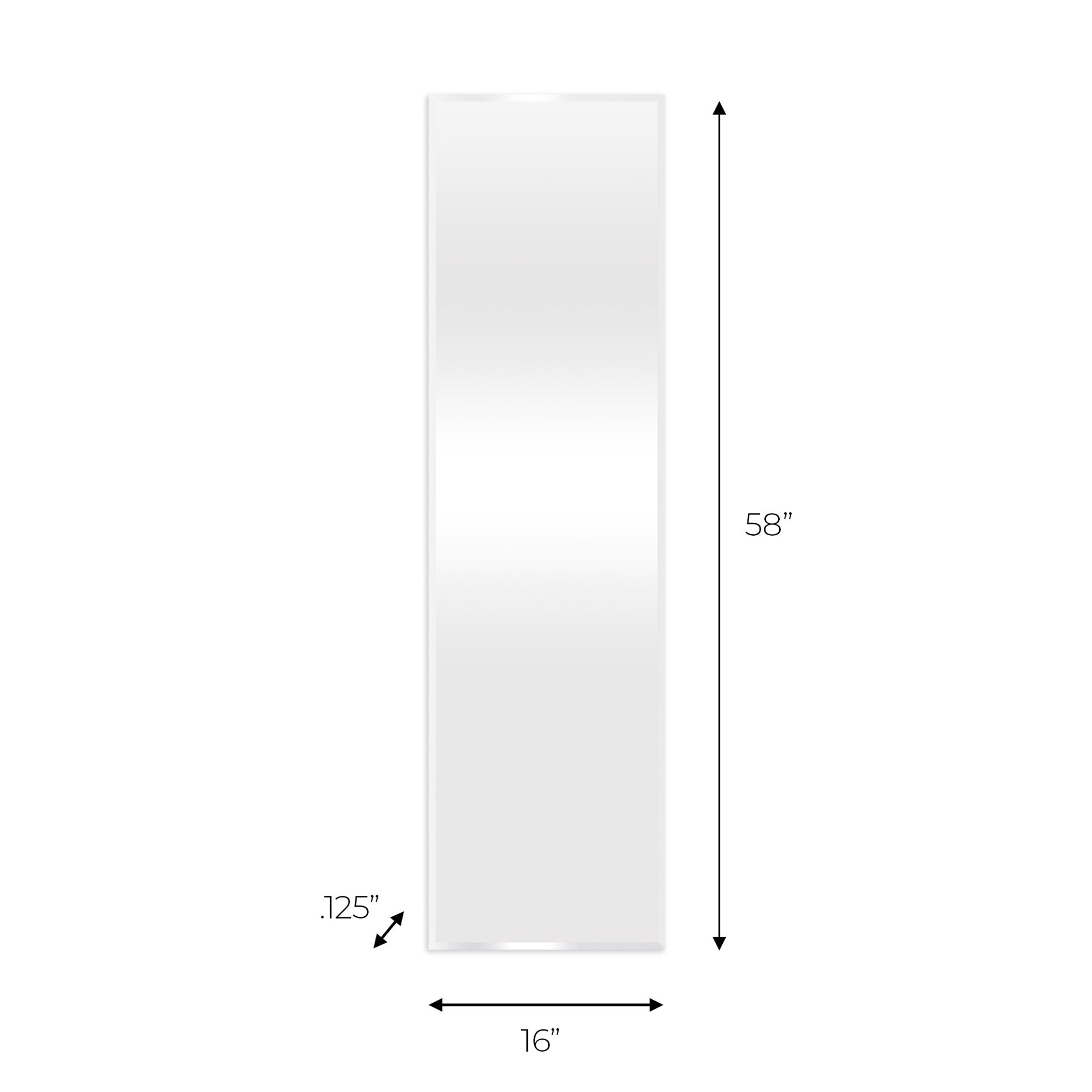 slide 5 of 6, Project Source 16-in W x 58.0-in H Rectangle Silver Beveled Frameless Full Length Wall Mirror, 1 ct