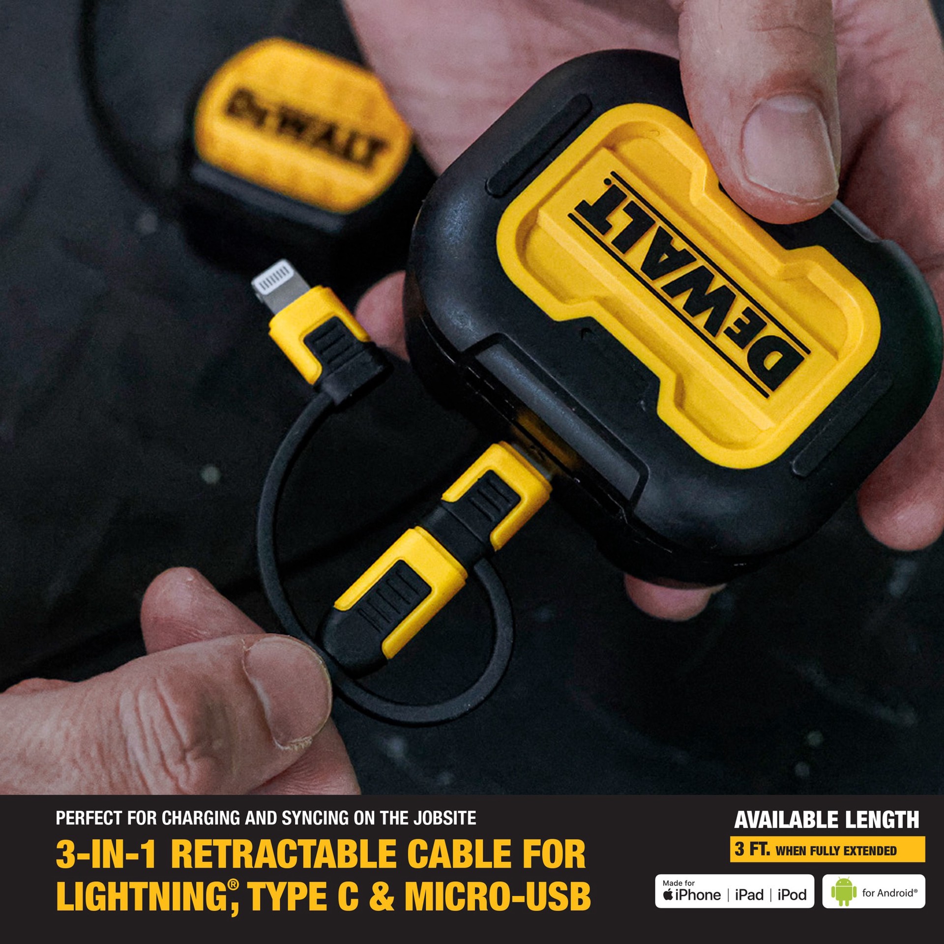 slide 6 of 6, DEWALT 3-ft Black Cable, 1 ct