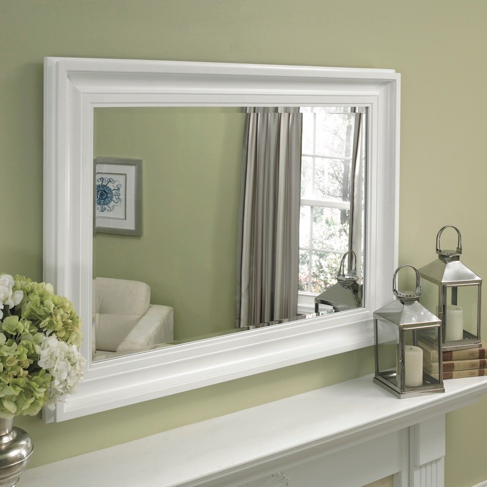 slide 4 of 5, allen + roth 26-in W x 32-in H White Beveled Wall Mirror, 1 ct